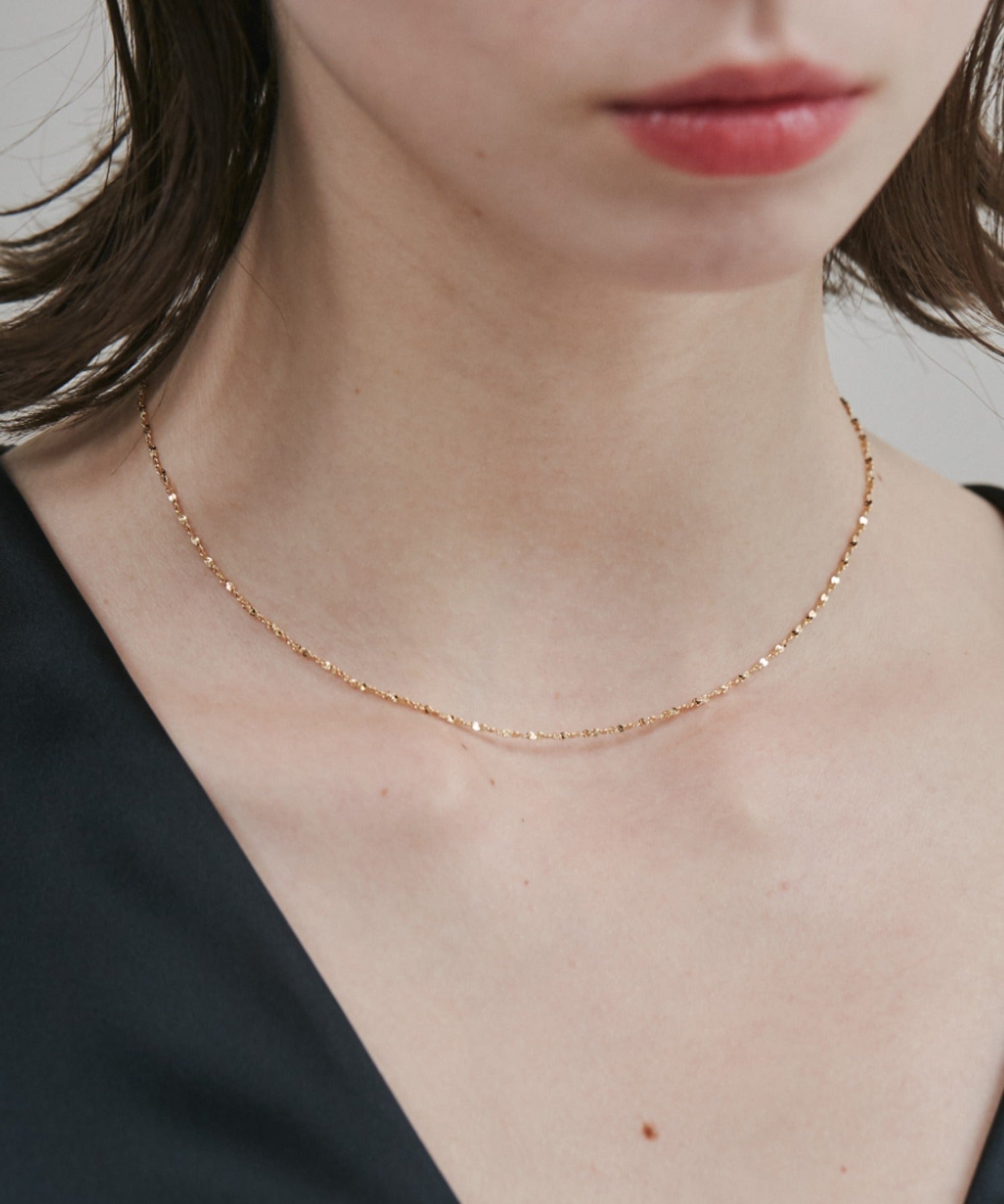 ciite' シーテ ネックレス 【 金属アレルギー対応 】 グリッターチェーンネックレス サージカルステンレス 幅1mm