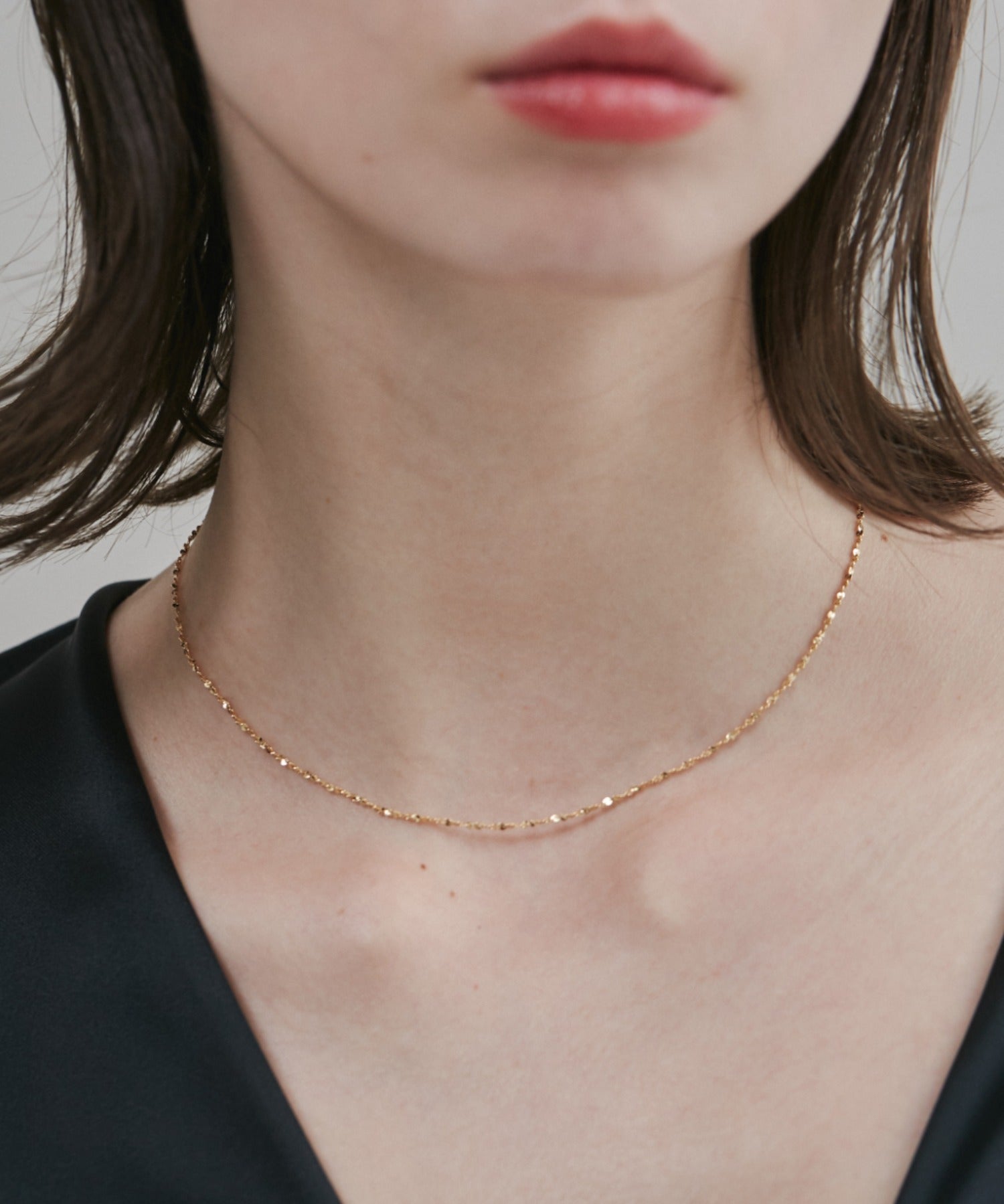 ciite' シーテ ネックレス 【 金属アレルギー対応 】 グリッターチェーンネックレス サージカルステンレス 幅1mm