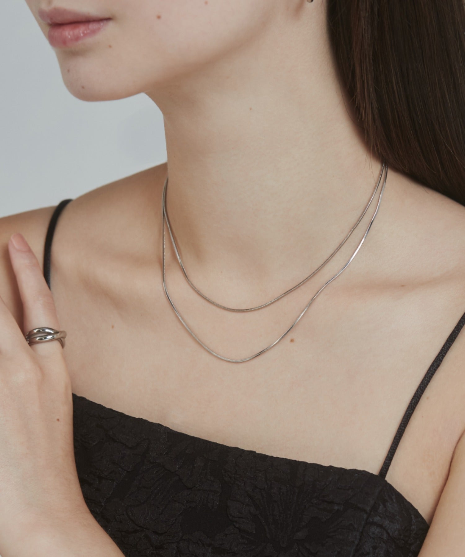 ciite' シーテ ネックレス 【 金属アレルギー対応 】simple double snake necklace / シンプル2連スネークネックレス サージカルステンレス