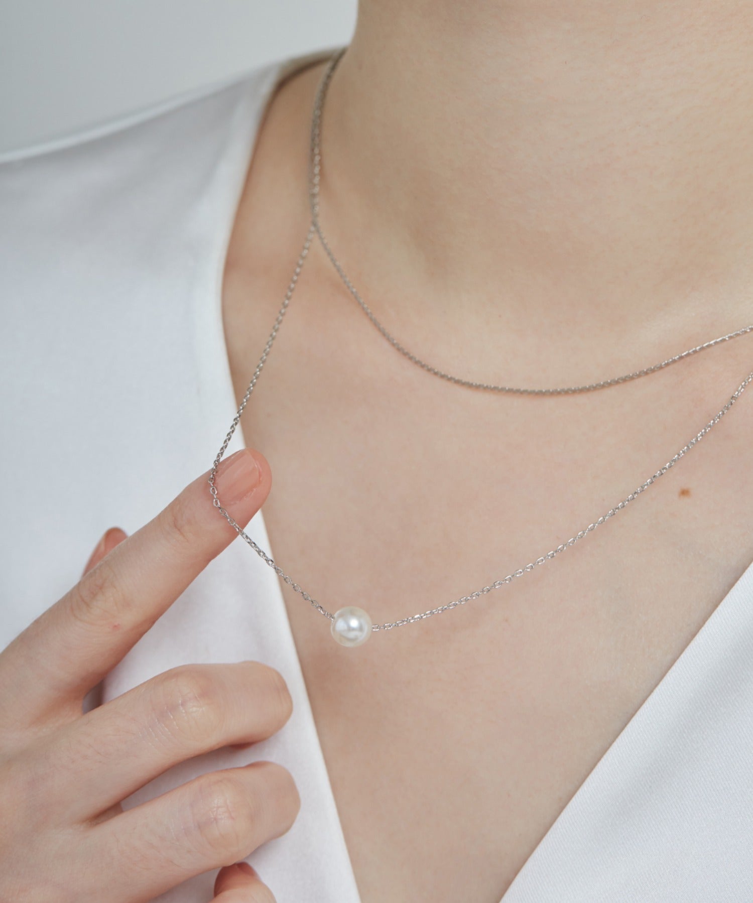 ciite' シーテ ネックレス シンプルナローネックレス & パールネックレス2個セット