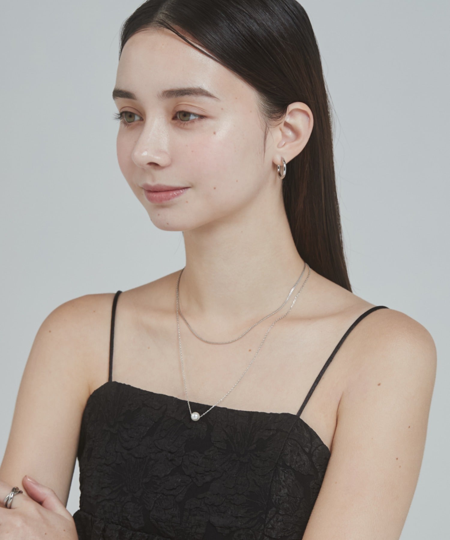 ciite' シーテ ネックレス シンプルナローネックレス & パールネックレス2個セット