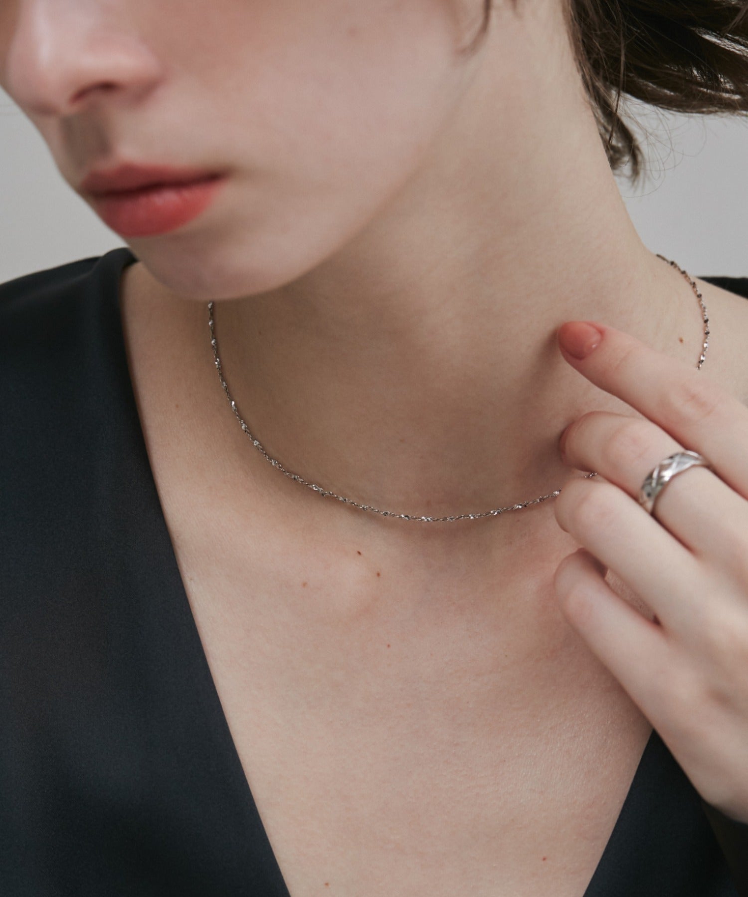 ciite' シーテ ネックレス 【 金属アレルギー対応 】 グリッターチェーンネックレス サージカルステンレス 幅1mm