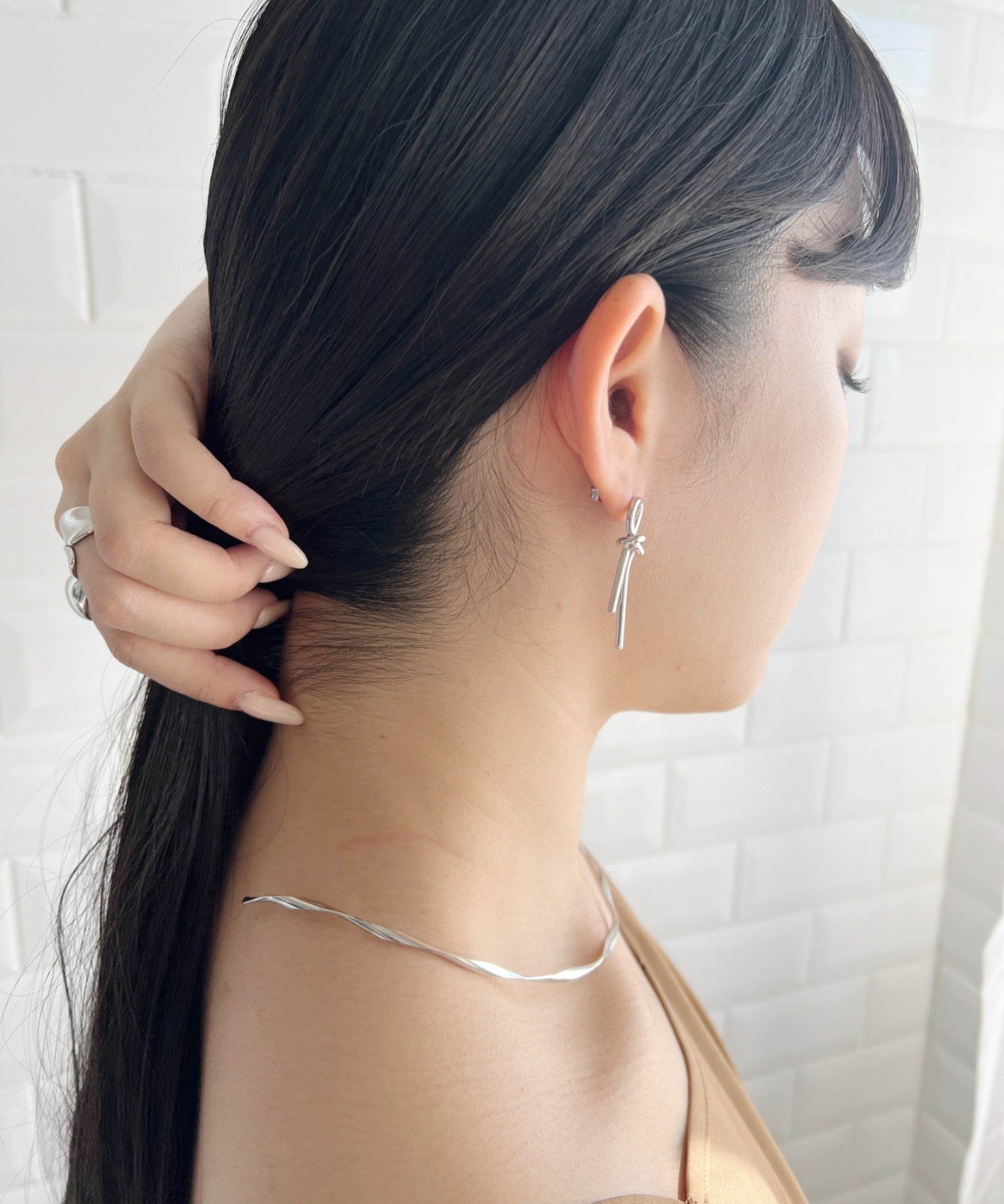 ciite' シーテ ネックレス 【 金属アレルギー対応 】結びピアス (両耳用) サージカルステンレス