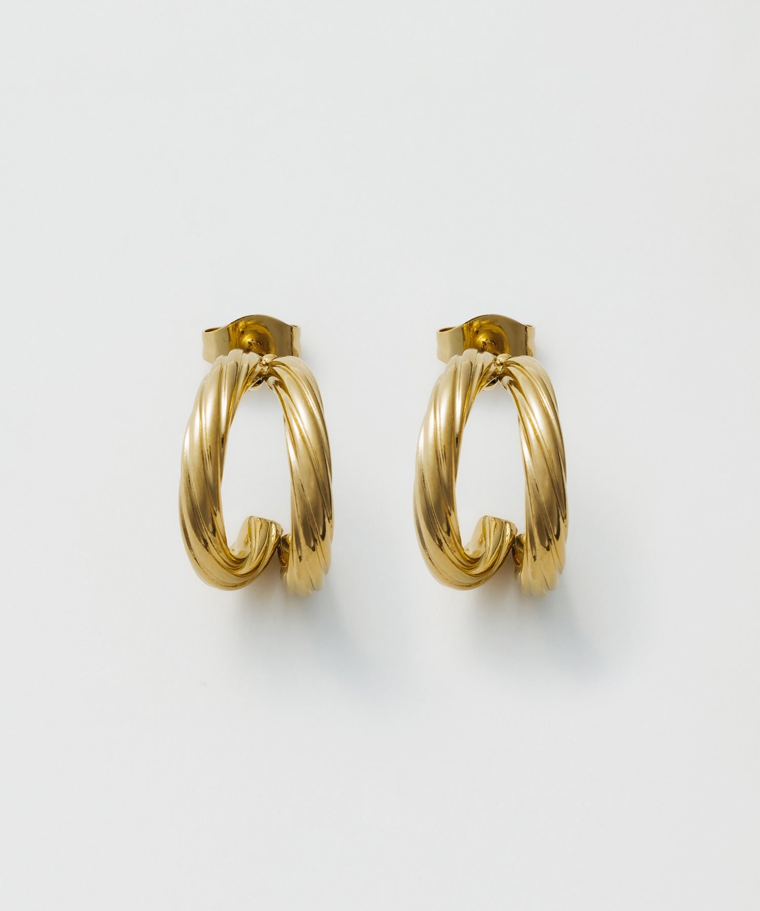 ciite' シーテ ピアス(両耳用) 【 金属アレルギー対応 】 ダブルライン ツイストフープピアス サージカルステンレス (両耳用)