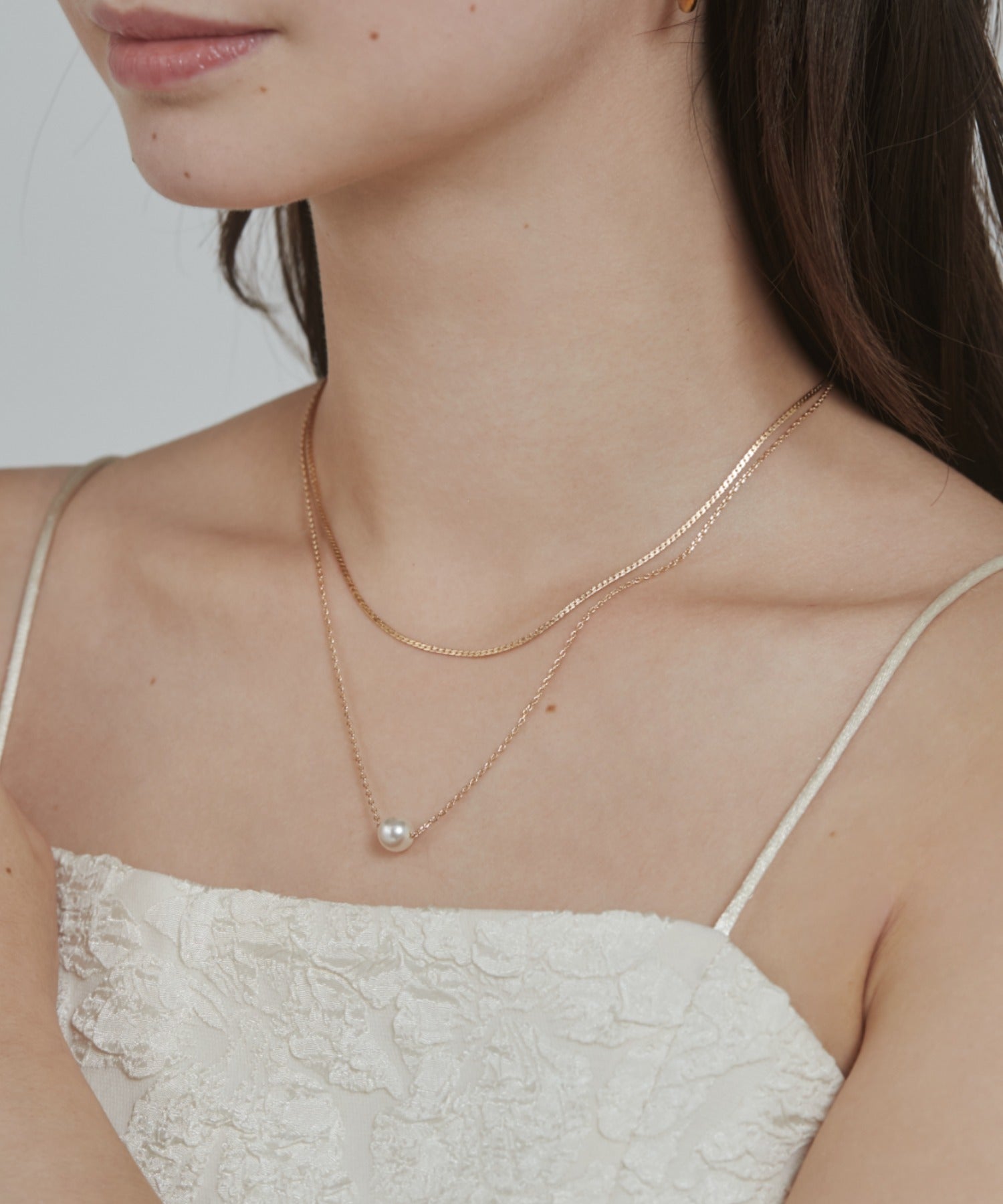ciite' シーテ ネックレス シンプルナローネックレス & パールネックレス2個セット