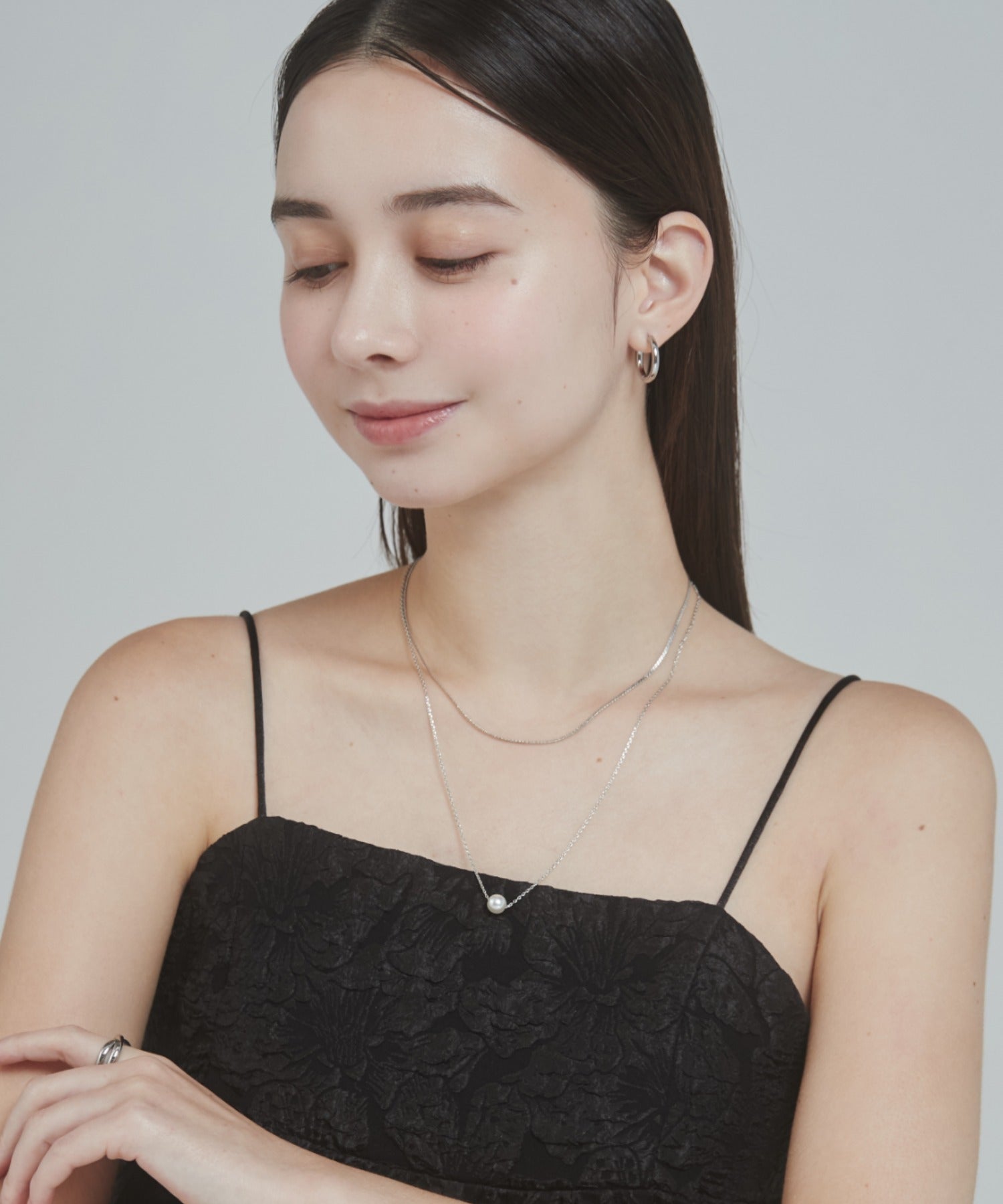 ciite' シーテ ネックレス シンプルナローネックレス & パールネックレス2個セット