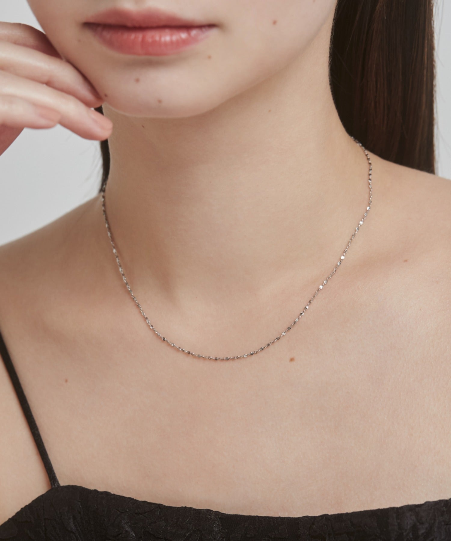 ciite' シーテ ネックレス 【 金属アレルギー対応 】 グリッターチェーンネックレス サージカルステンレス 幅1mm