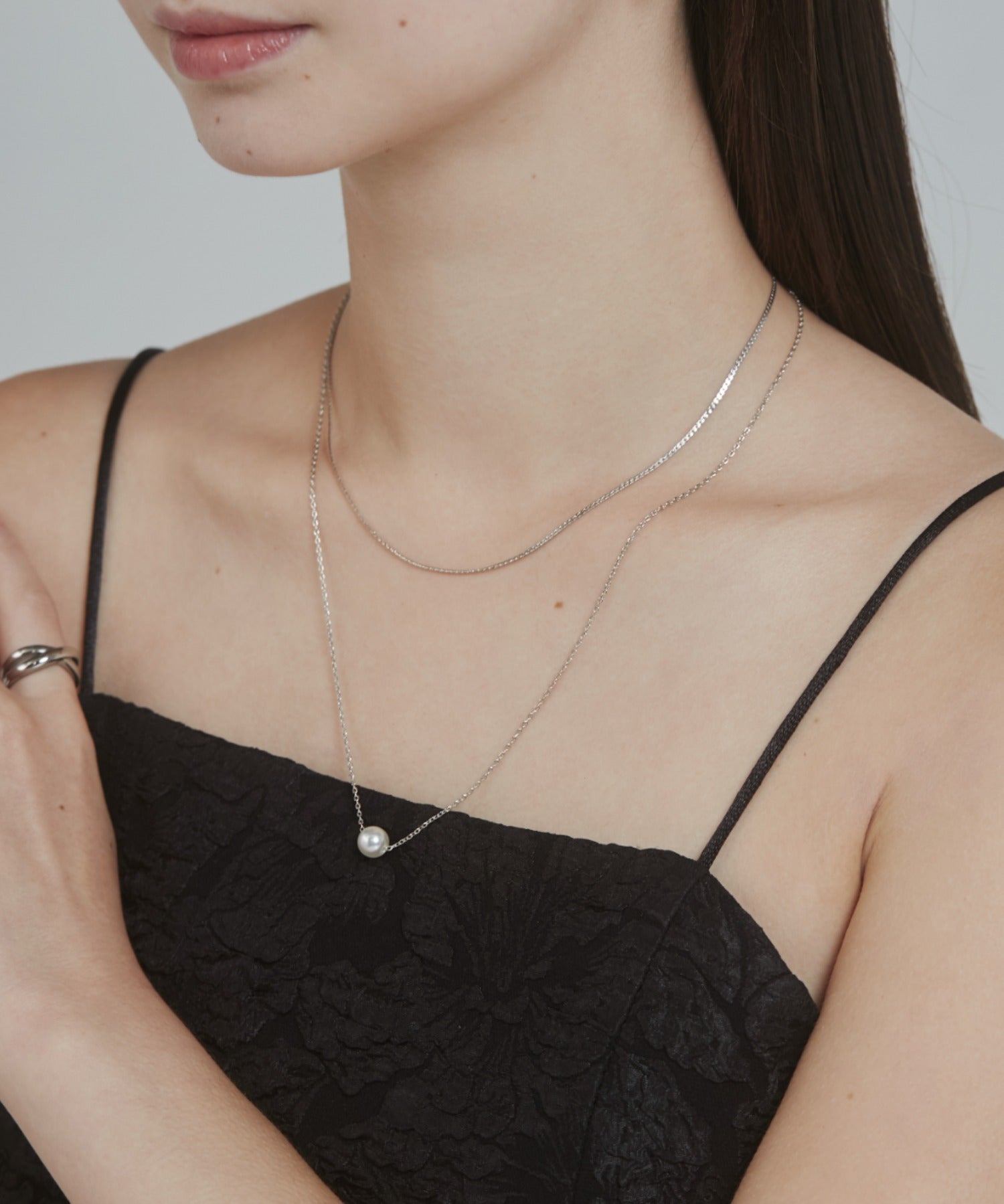 ciite' シーテ ネックレス シンプルナローネックレス & パールネックレス2個セット