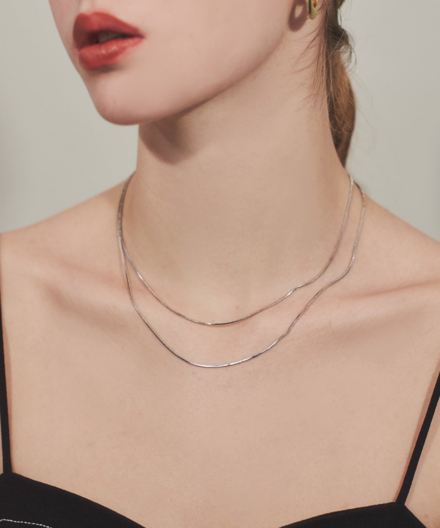 ciite' シーテ ネックレス 【 金属アレルギー対応 】simple double snake necklace / シンプル2連スネークネックレス サージカルステンレス