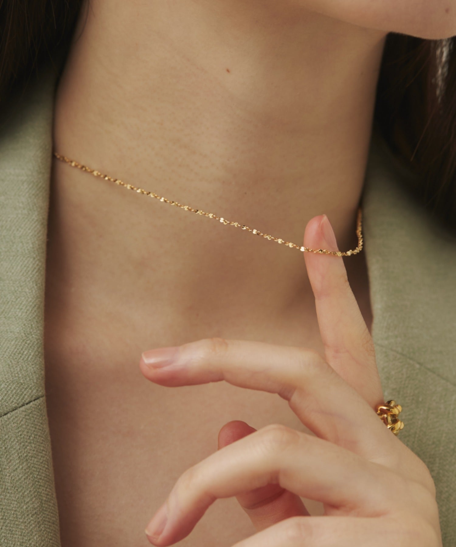 ciite' シーテ ネックレス 【 金属アレルギー対応 】 グリッターチェーンネックレス サージカルステンレス 幅1mm