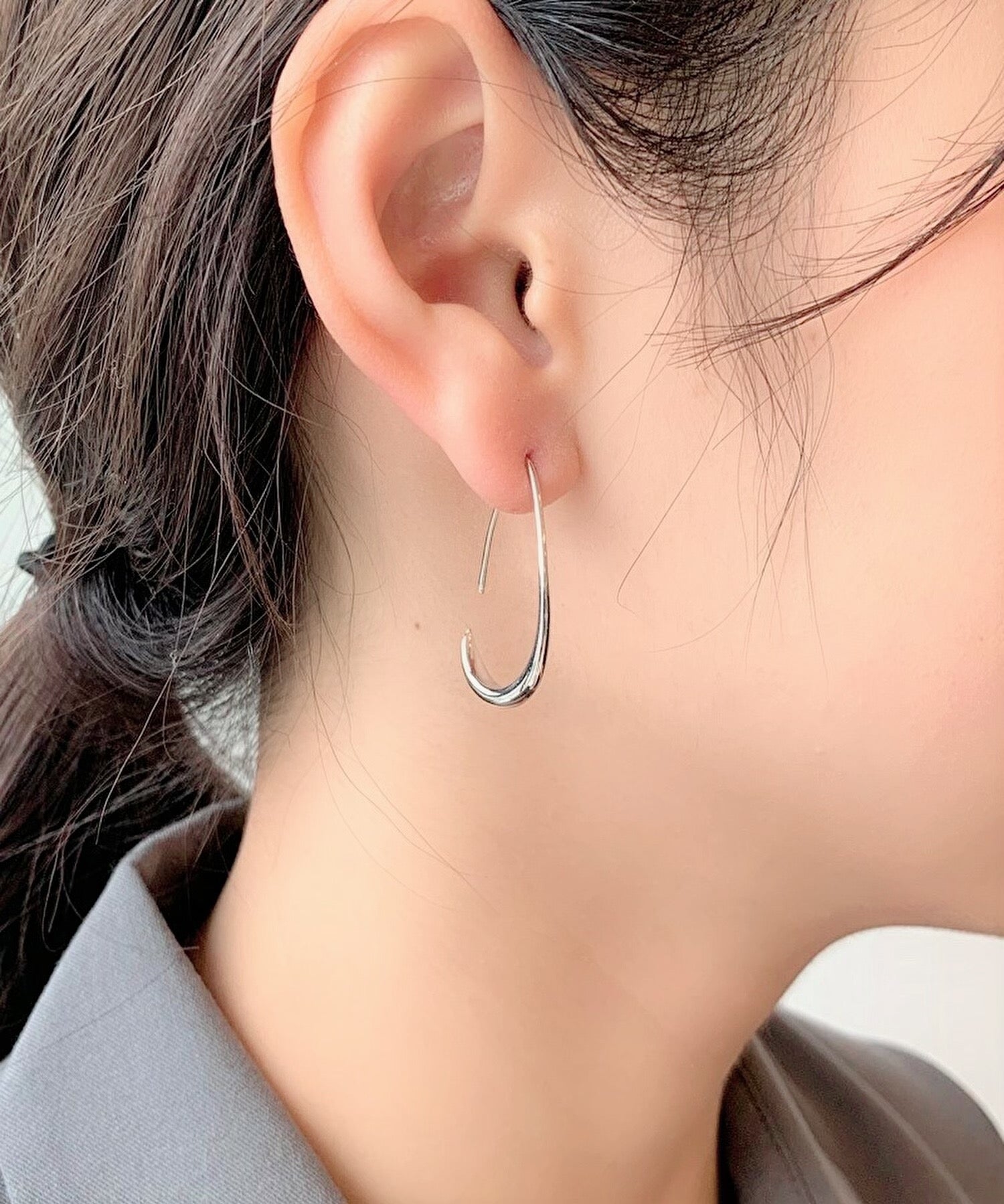 ciite' シーテ ピアス(両耳用) 【 金属アレルギー対応 】 シズクフープピアス サージカルステンレス