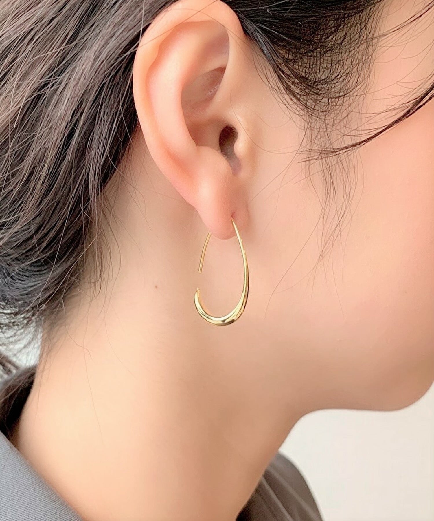 ciite' シーテ ピアス(両耳用) 【 金属アレルギー対応 】 シズクフープピアス サージカルステンレス