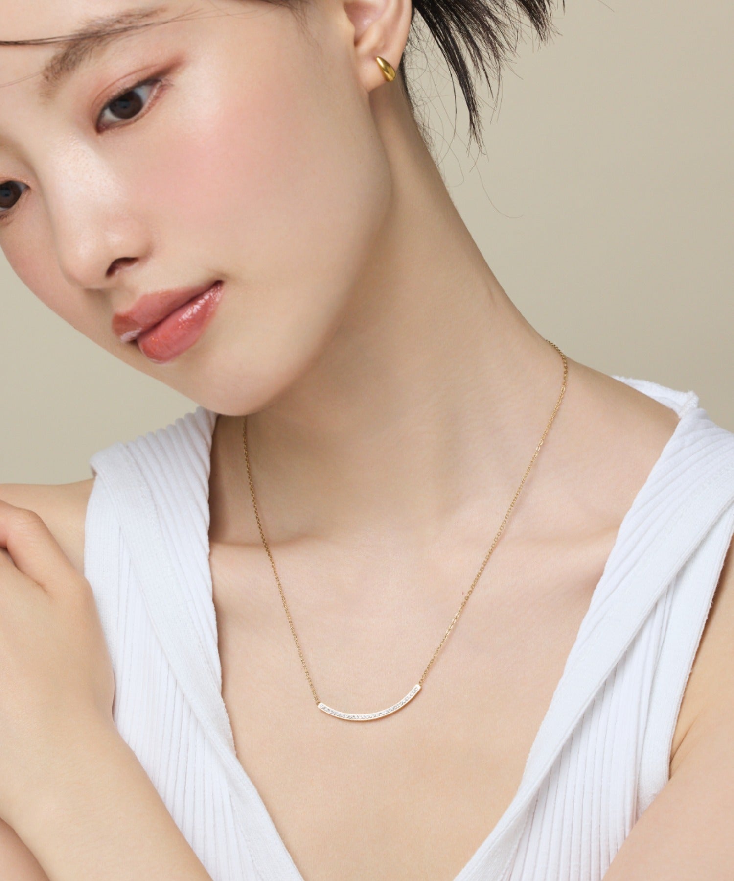ciite' シーテ ネックレス 【 金属アレルギー対応 】 ビジューモチーフネックレス サージカルステンレス ゴールド FREE