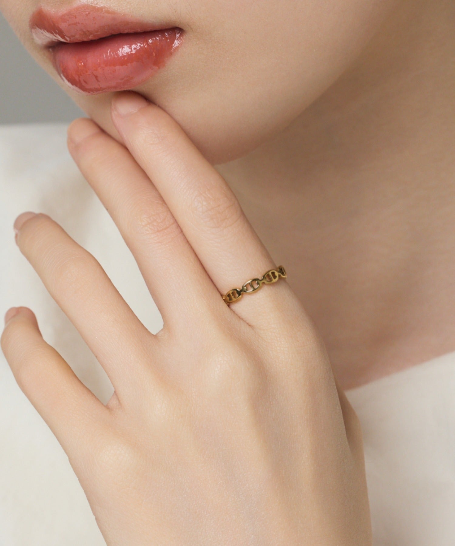 ciite' シーテ リング 【 金属アレルギー対応 】 チェーンモチーフリング サージカルステンレス ゴールド