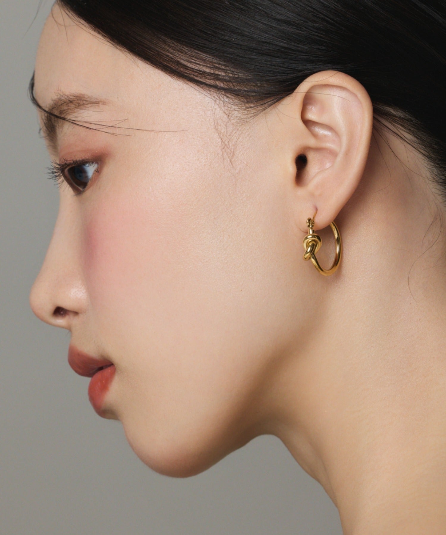 ciite' シーテ ピアス(両耳用) 【 金属アレルギー対応 】 ノットフープピアス サージカルステンレス (両耳用) ゴールド FREE
