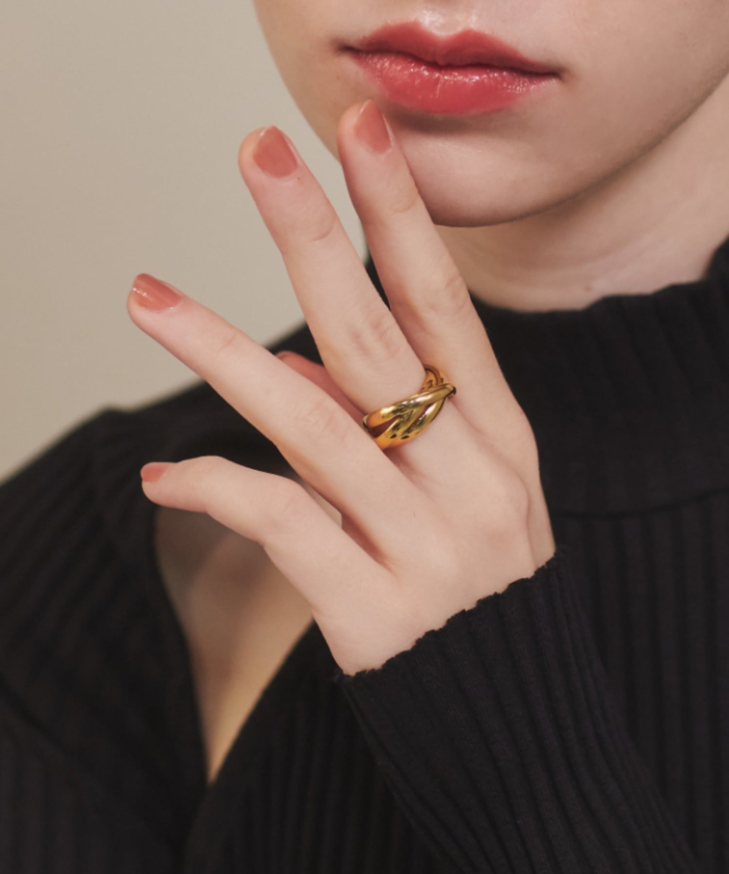 ciite' シーテ リング 【 金属アレルギー対応 】 トリプルリング サージカルステンレス ゴールド