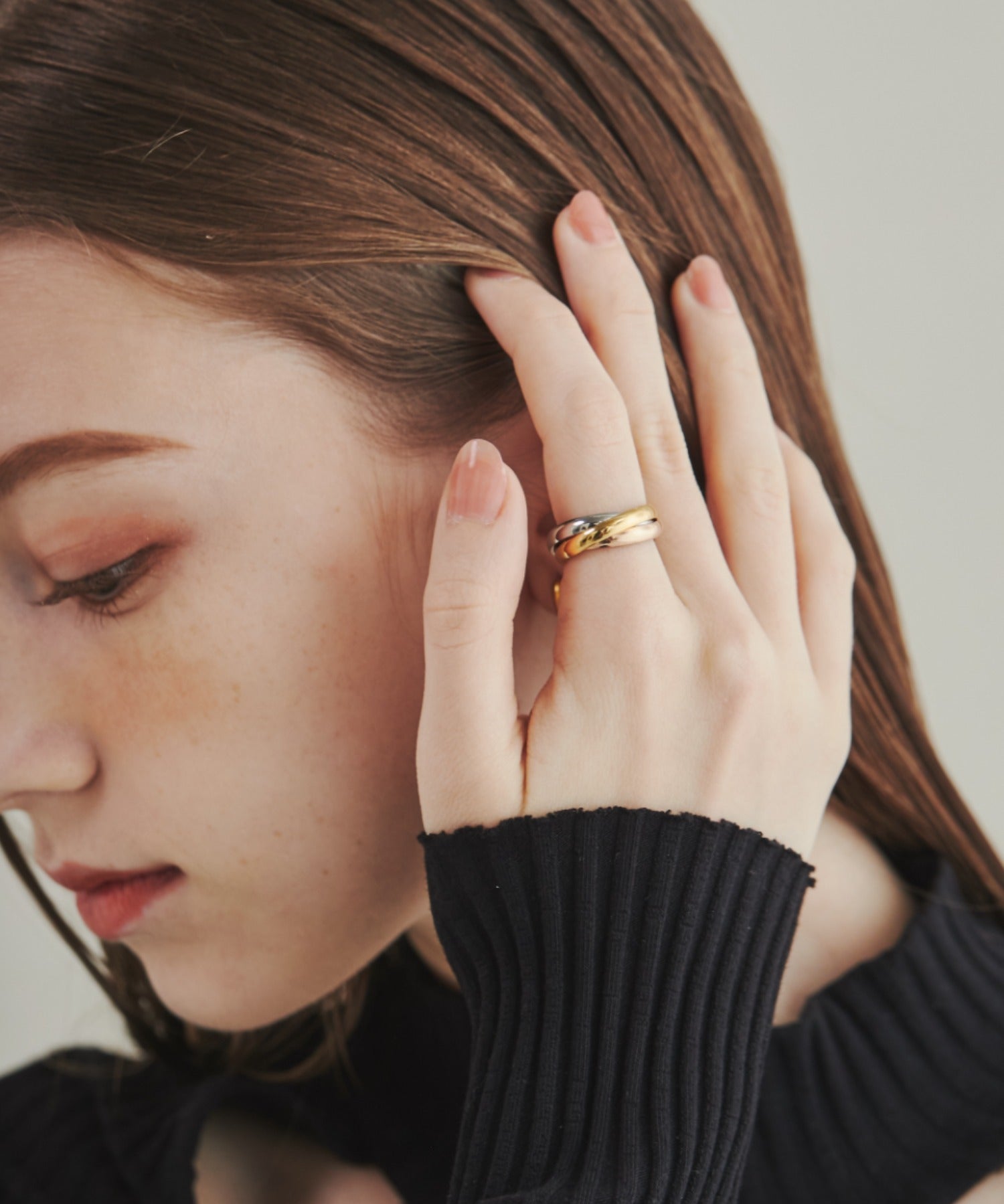 ciite' シーテ リング 【 金属アレルギー対応 】 トリプルリング サージカルステンレス シルバー × ゴールド x ピンクゴールド