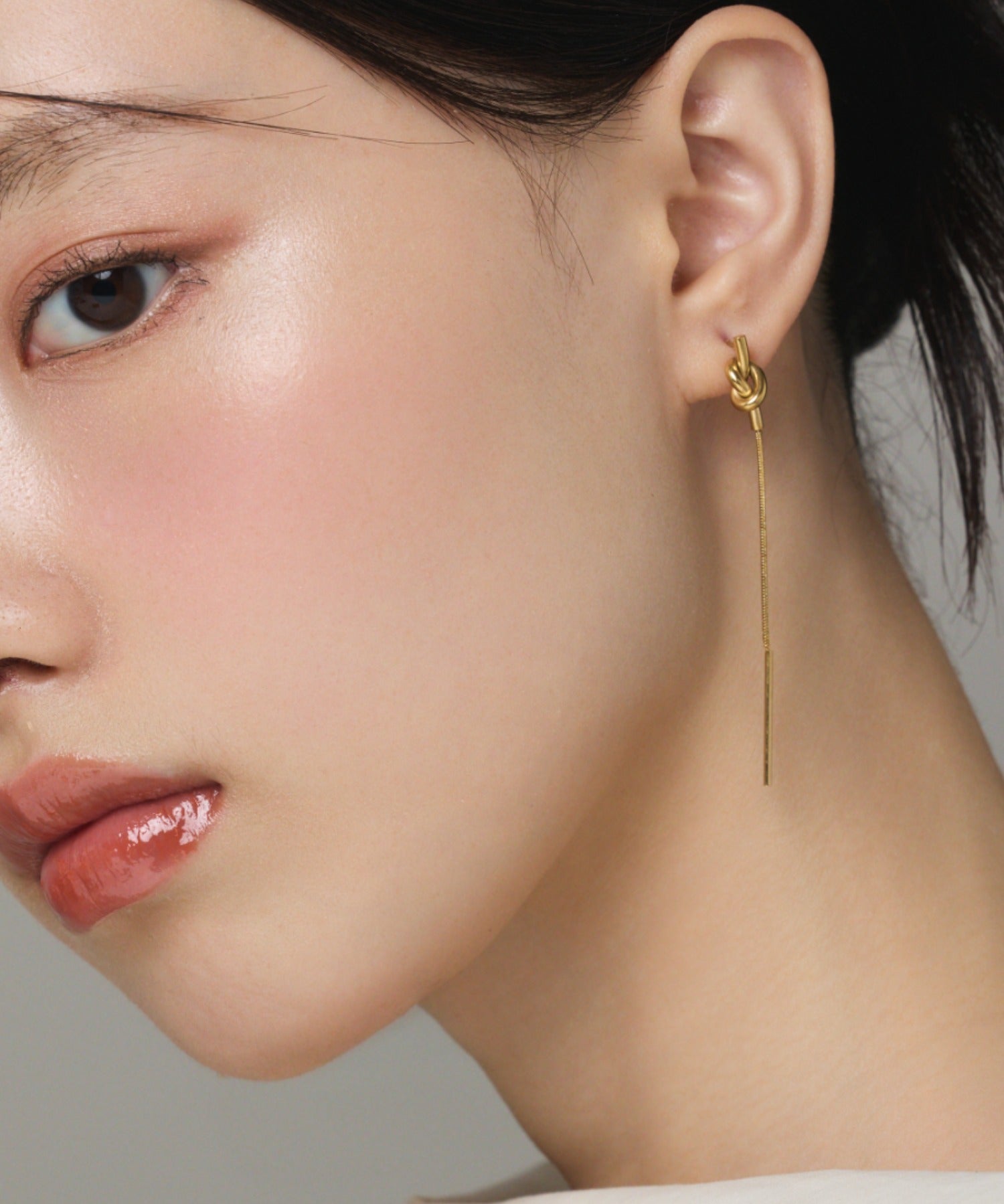 ciite' シーテ ピアス(両耳用) 【 金属アレルギー対応 】 ノットチェーンピアス サージカルステンレス (両耳用) ゴールド FREE