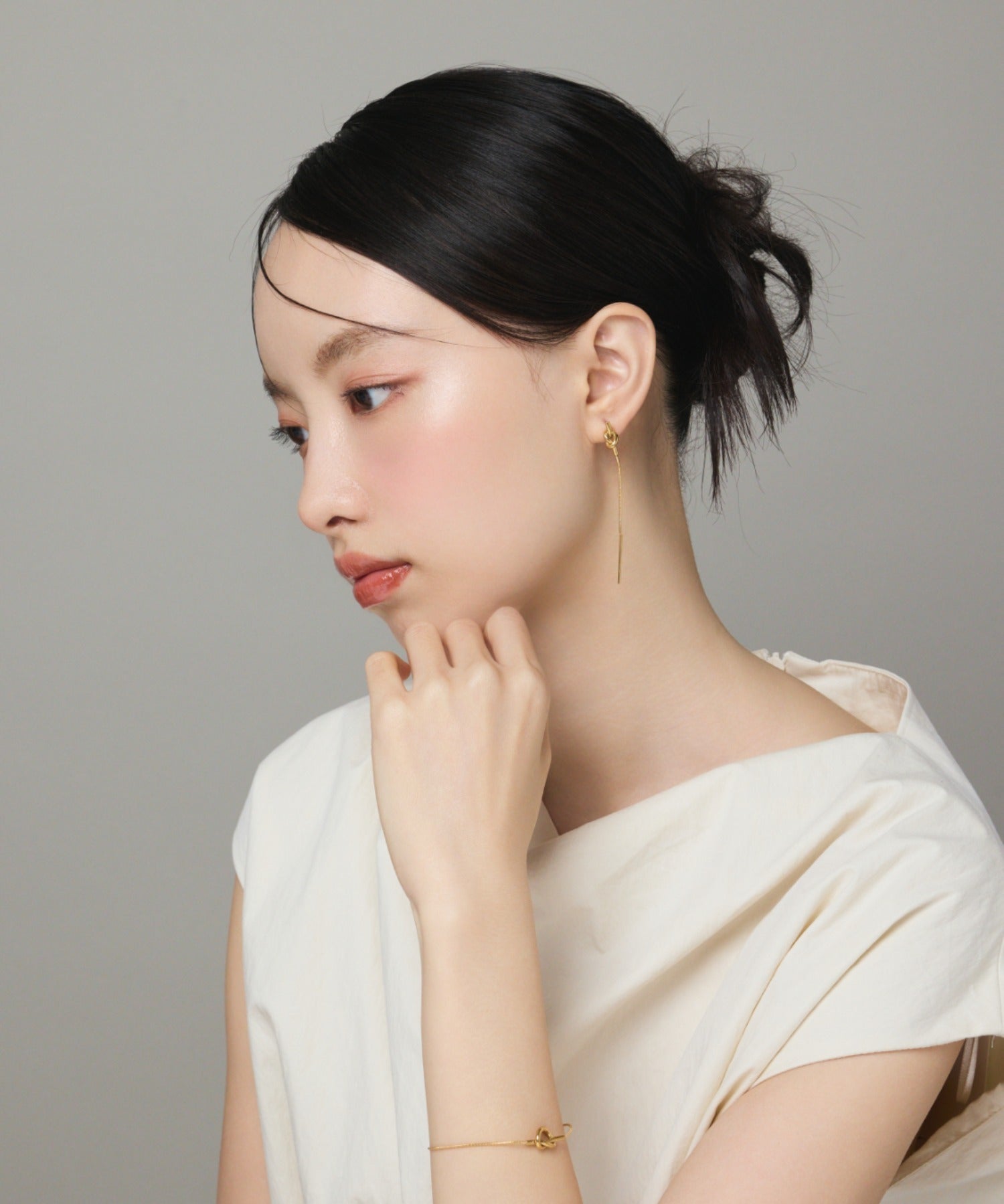 ciite' シーテ ピアス(両耳用) 【 金属アレルギー対応 】 ノットチェーンピアス サージカルステンレス (両耳用)