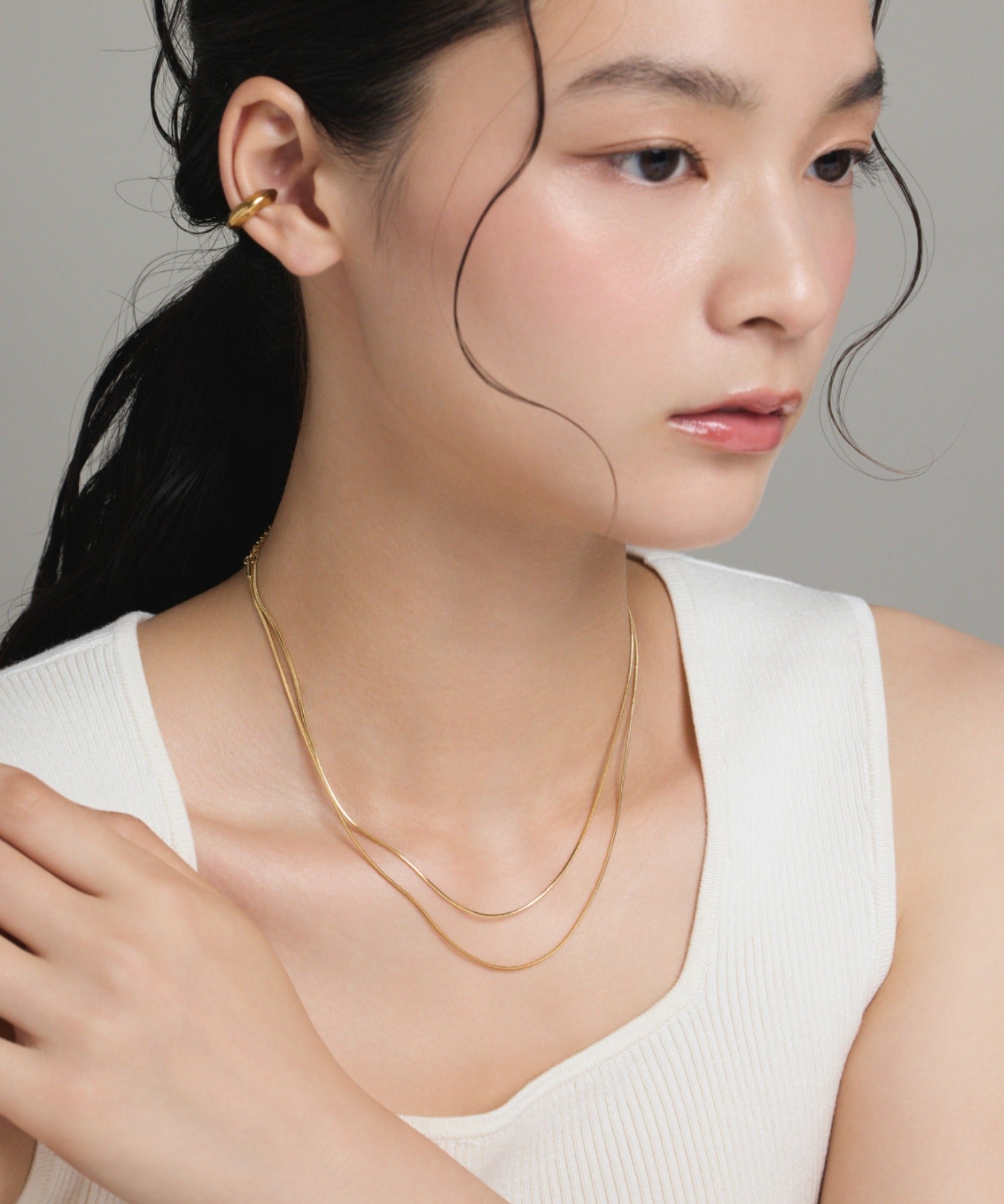 ciite' シーテ ネックレス 【 金属アレルギー対応 】 1mm スネークネックレス 2個セット サージカルステンレス 36~41cm, 39~44cm