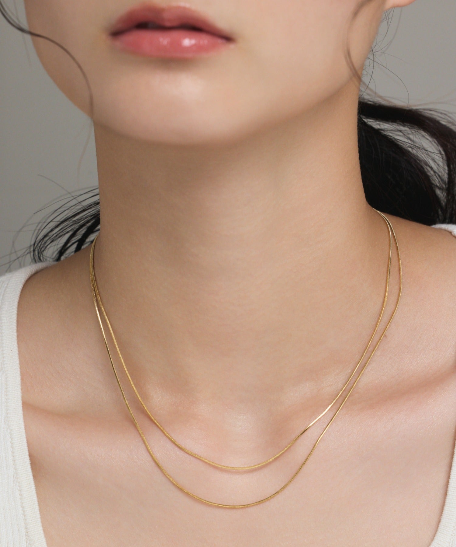 ciite' シーテ ネックレス 【 金属アレルギー対応 】 1mm スネークネックレス 2個セット サージカルステンレス 36~41cm, 39~44cm