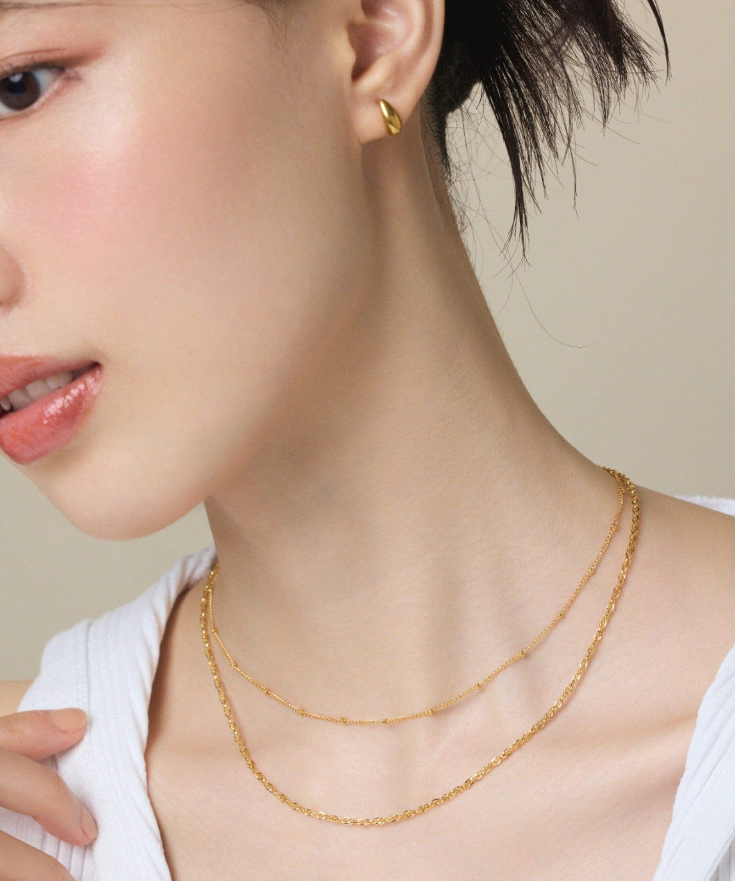 ciite' シーテ ネックレス 【 金属アレルギー対応 】 2連チェーンネックレス サージカルステンレス