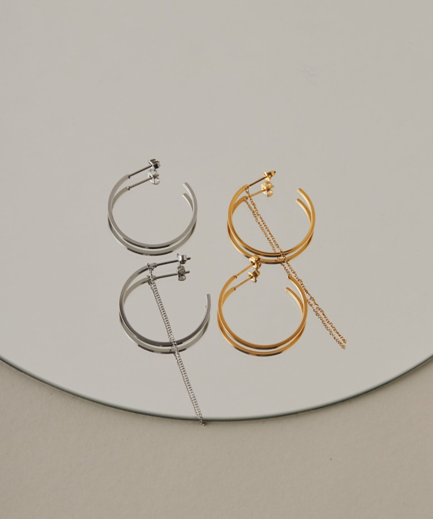ciite' シーテ ピアス(両耳用) 【 金属アレルギー対応 】 アシンメトリーデザインピアス サージカルステンレス (両耳用)