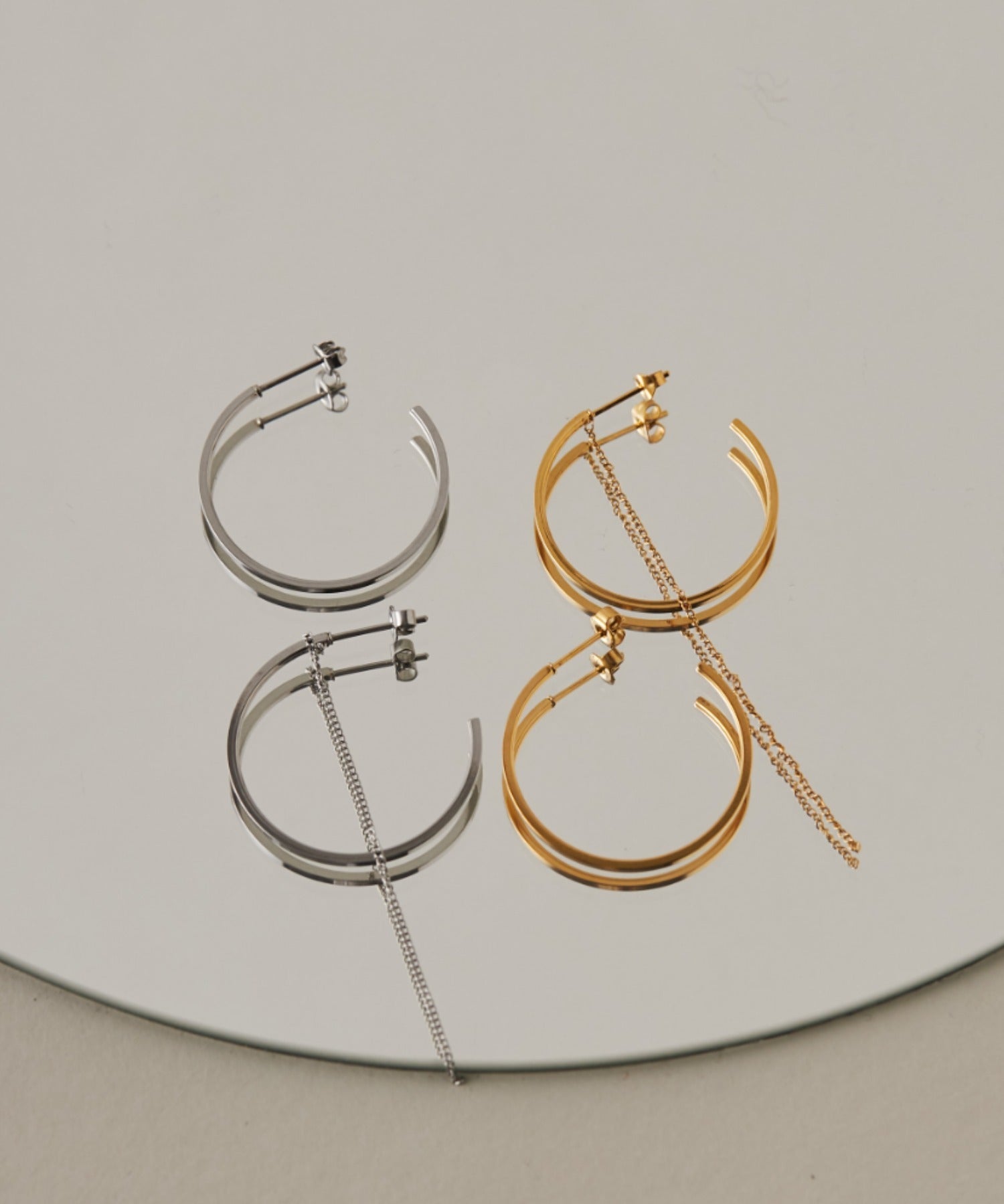 ciite' シーテ ピアス(両耳用) 【 金属アレルギー対応 】 アシンメトリーデザインピアス サージカルステンレス (両耳用)