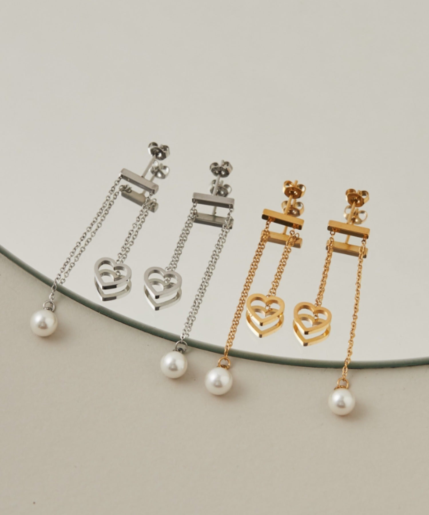 ciite' シーテ ピアス(両耳用) 【 金属アレルギー対応 】 ハートパールピアス サージカルステンレス (両耳用)