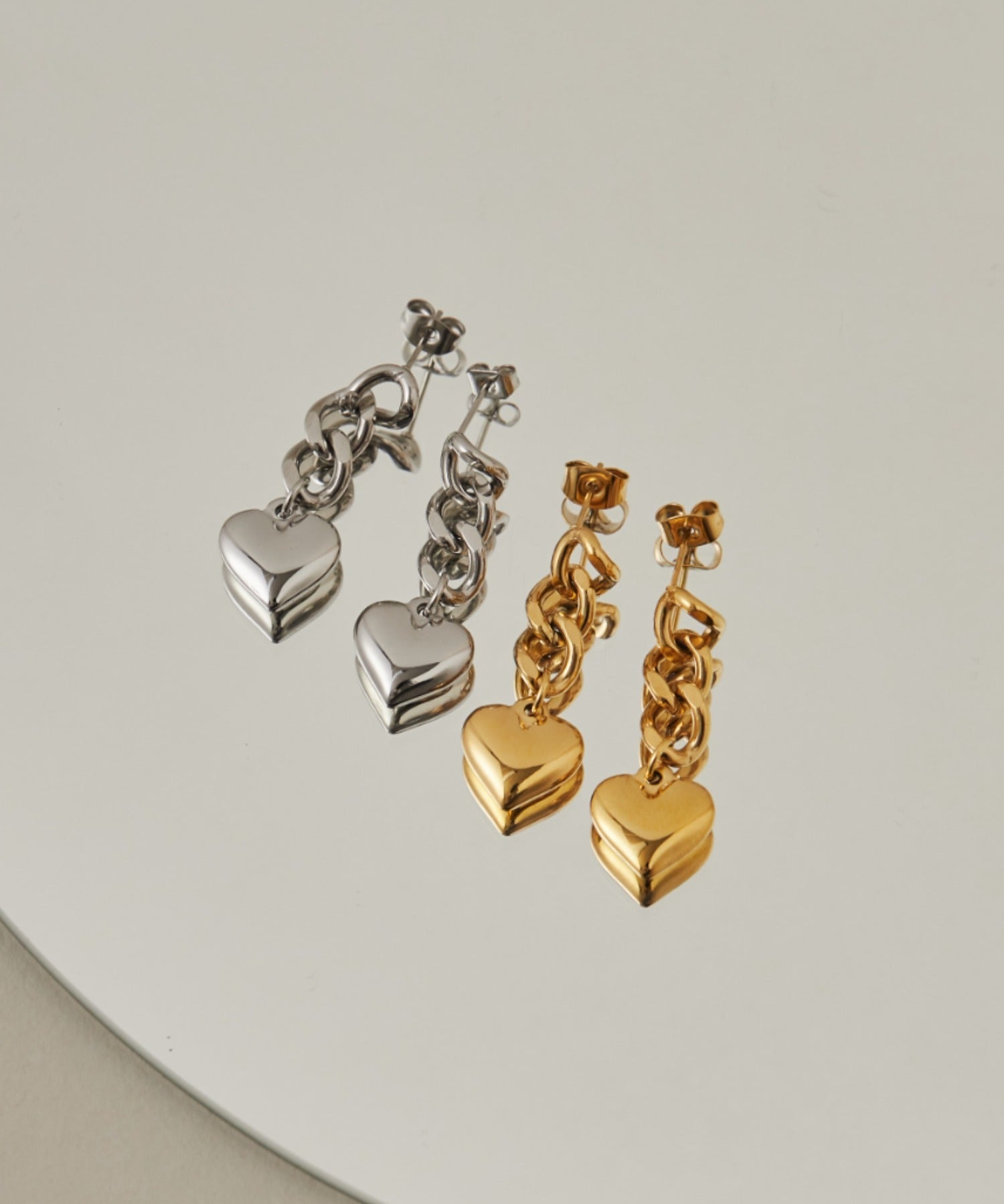 ciite' シーテ ピアス(両耳用) 【 金属アレルギー対応 】 ハートチェーンピアス サージカルステンレス (両耳用)