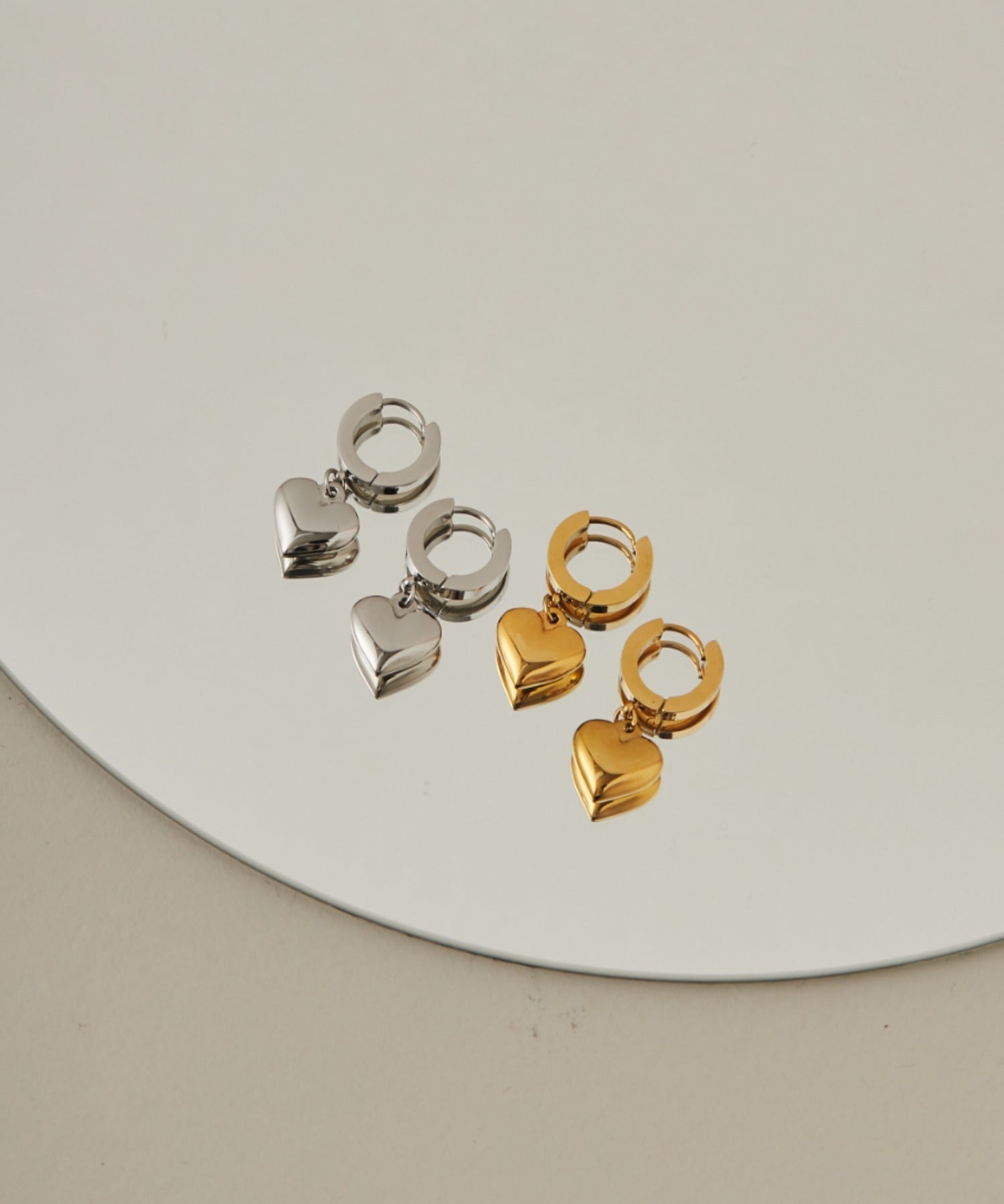 ciite' シーテ ピアス(両耳用) 【 金属アレルギー対応 】 ハートフープピアス サージカルステンレス (両耳用)