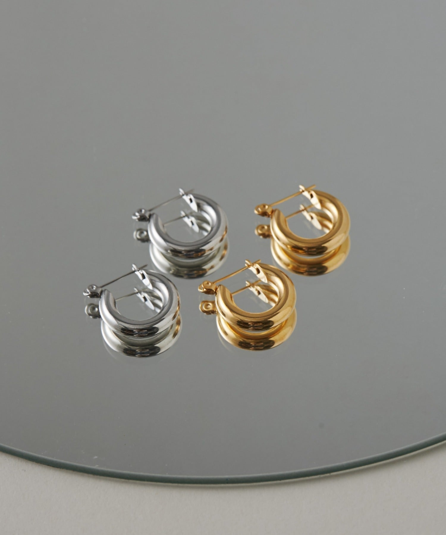 ciite' シーテ ピアス(両耳用) 【 金属アレルギー対応 】 シンプルリングフープピアス サージカルステンレス (両耳用)