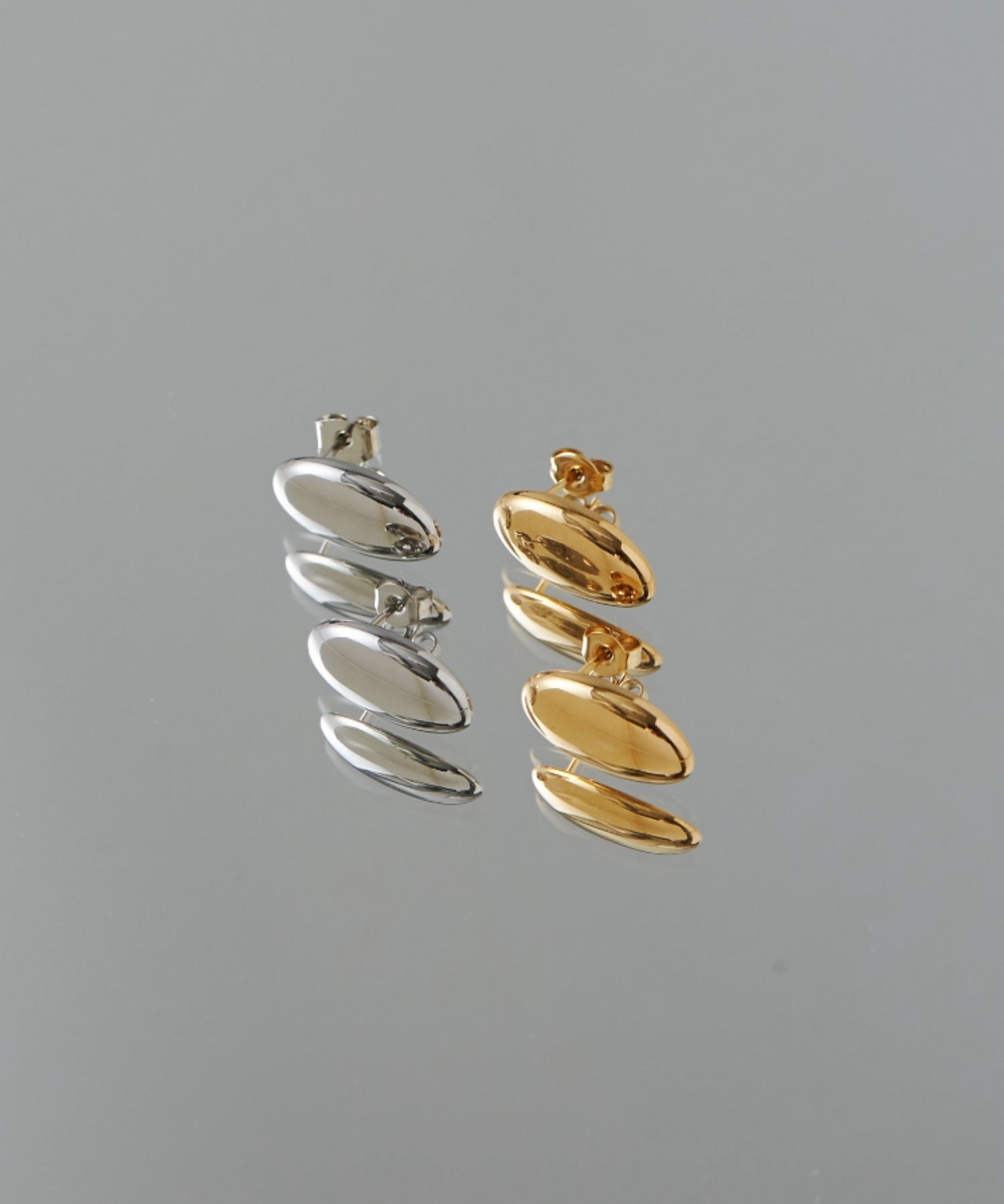 ciite' シーテ ピアス(両耳用) 【 金属アレルギー対応 】 シンプルオーバル ミニピアス サージカルステンレス (両耳用)