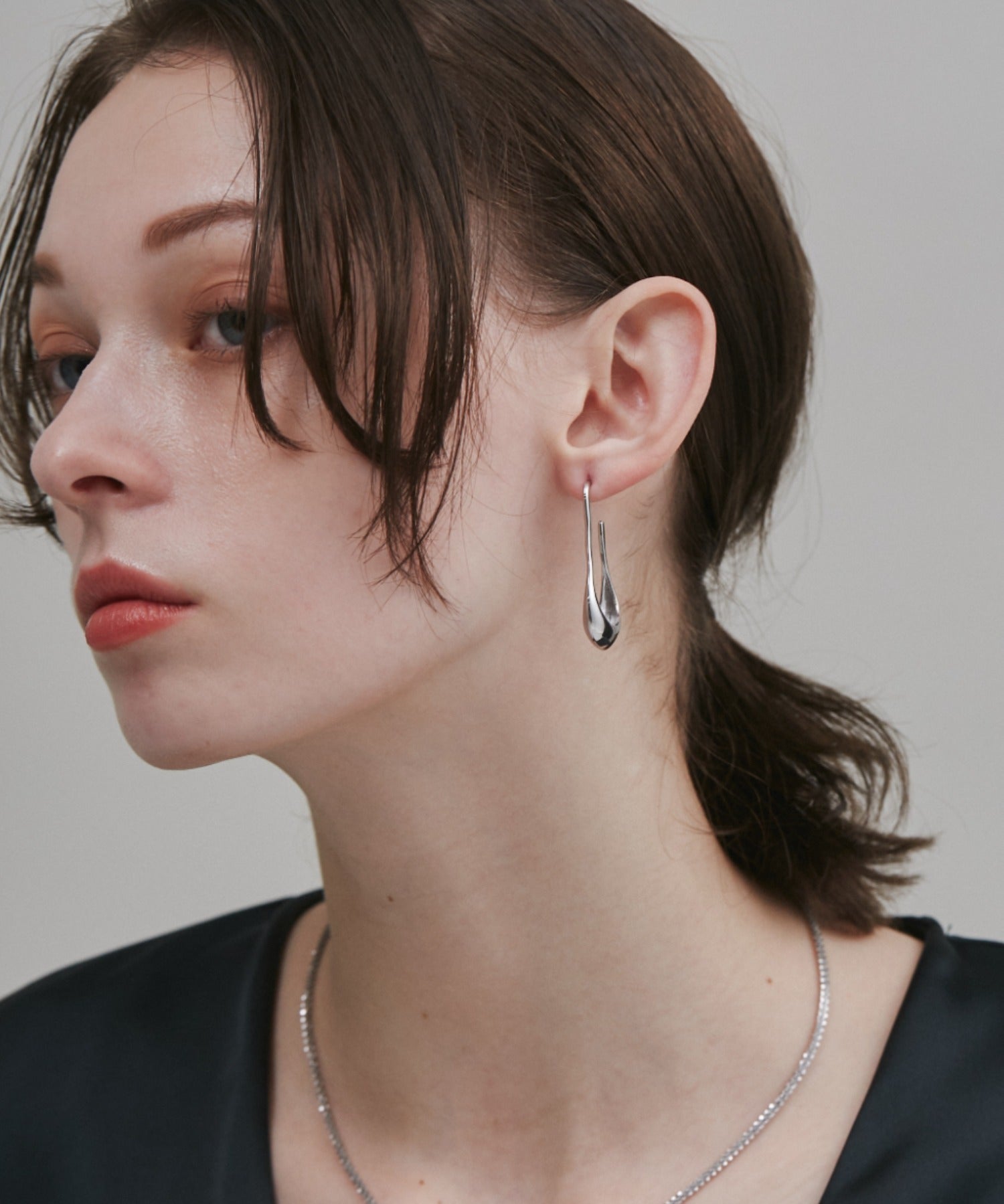 ciite' シーテ ピアス(両耳用) 【 金属アレルギー対応 】 ドロップニュアンス ピアス サージカルステンレス (両耳用) シルバー FREE