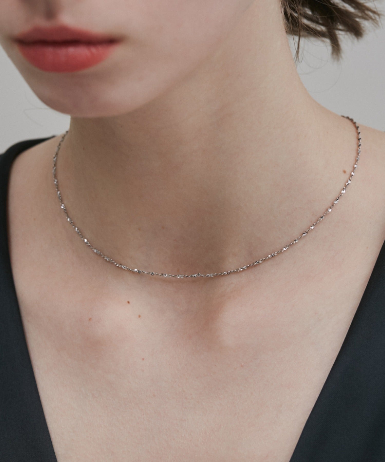 ciite' シーテ ネックレス 【 金属アレルギー対応 】 グリッターチェーンネックレス サージカルステンレス 幅1mm