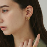ciite' シーテ ピアス(両耳用) 【 金属アレルギー対応 】 リボンピアス サージカルステンレス (両耳用) ゴールド FREE