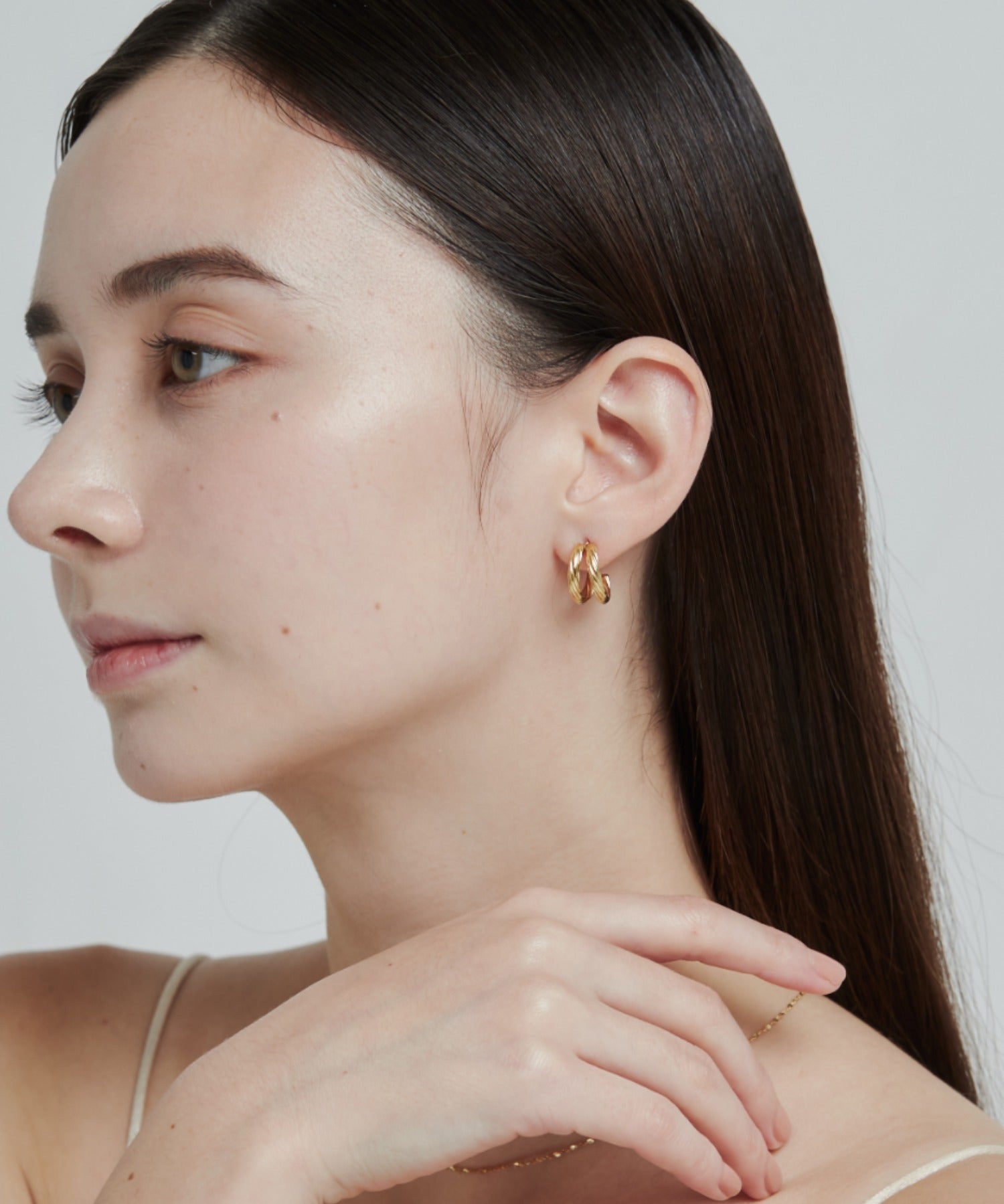 ciite' シーテ ピアス(両耳用) 【 金属アレルギー対応 】 ダブルライン ツイストフープピアス サージカルステンレス (両耳用)