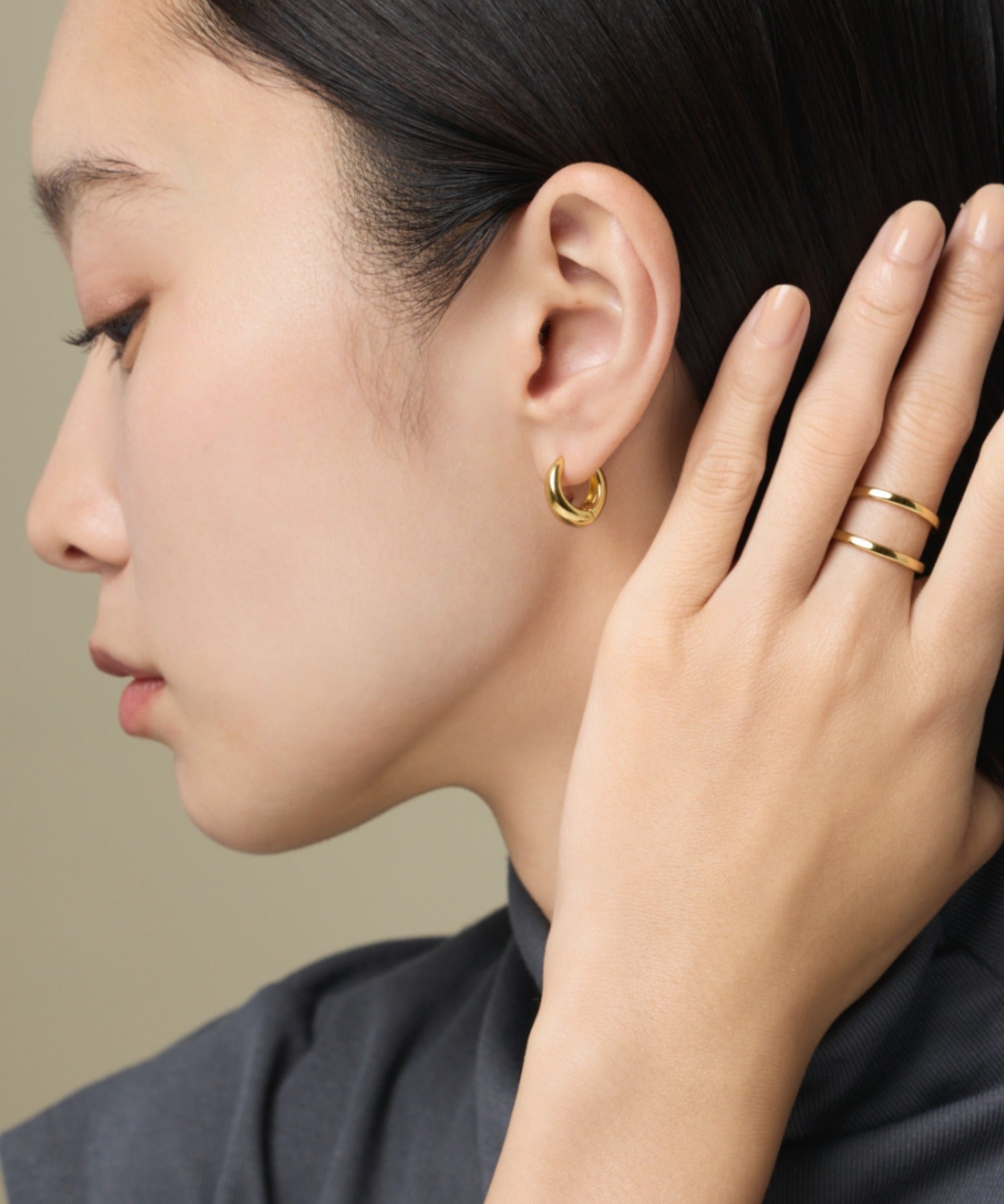 ciite' シーテ ピアス(両耳用) 【 金属アレルギー対応 】 ドロップフープピアス サージカルステンレス (両耳用)