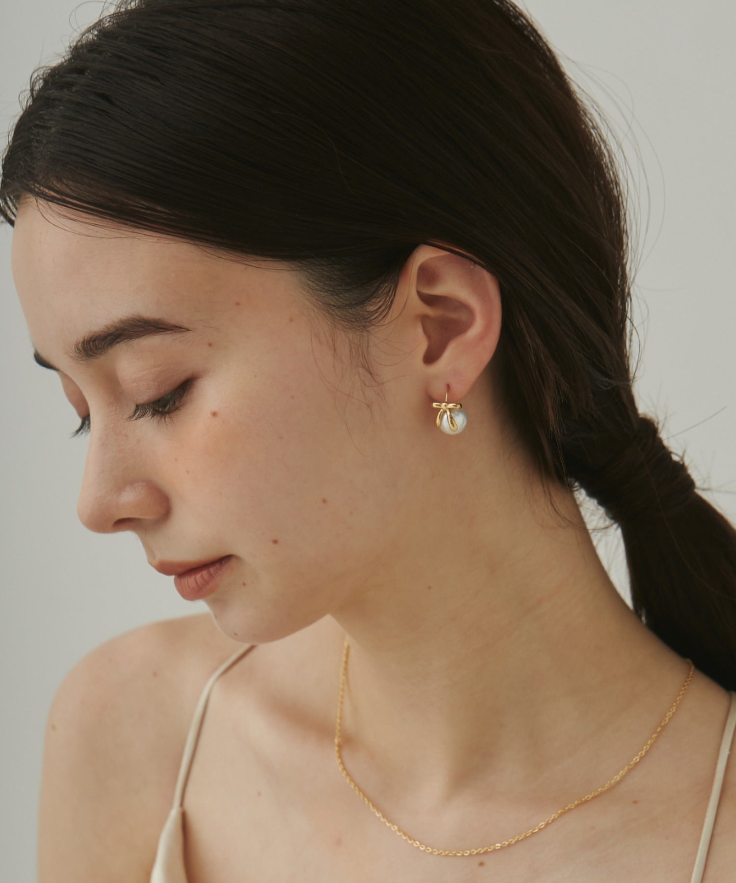 ciite' シーテ ピアス(両耳用) 【 金属アレルギー対応 】 リボンパールピアス サージカルステンレス (両耳用)