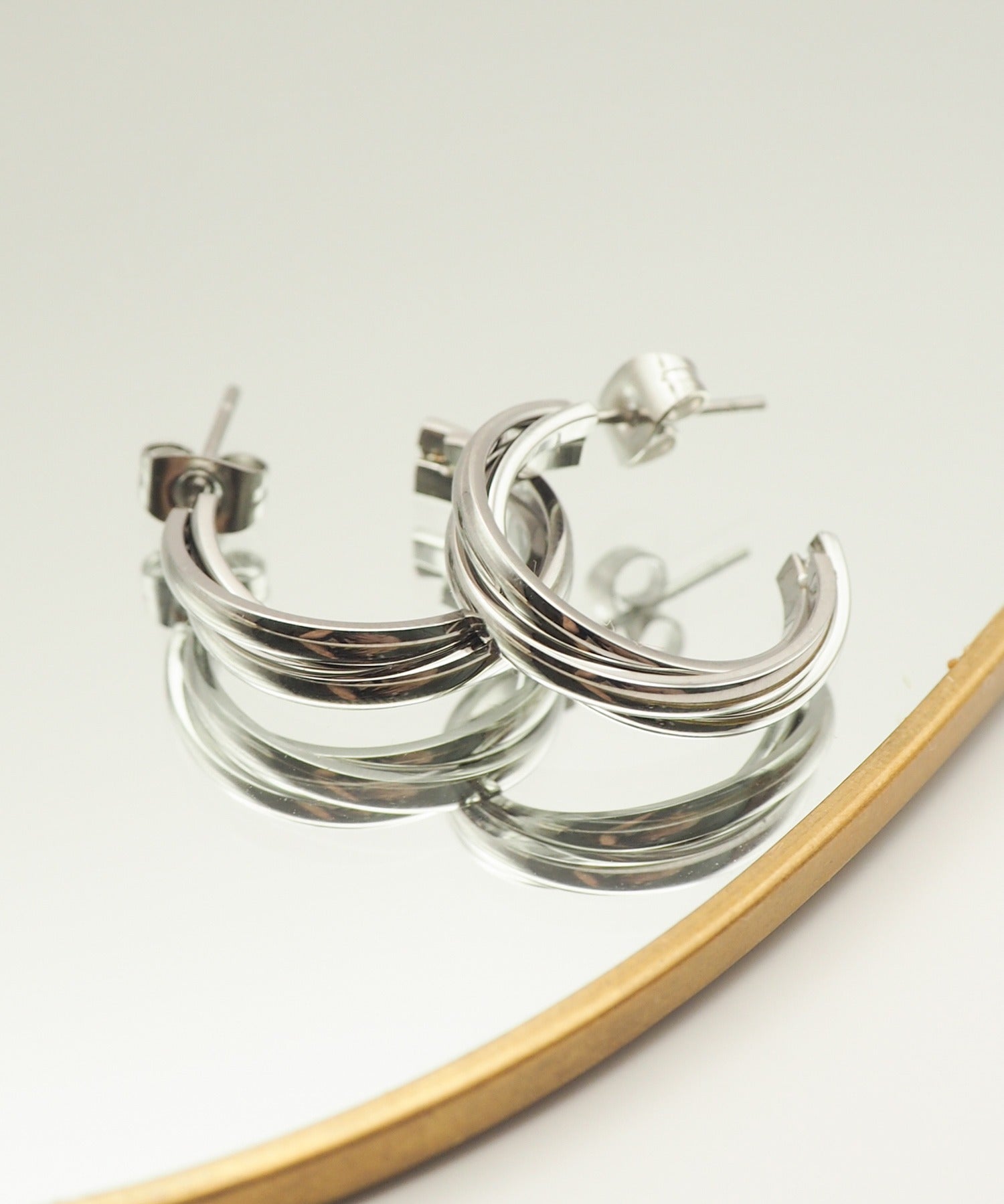 ciite' シーテ ピアス(両耳用) 【 金属アレルギー対応 】 トリプルラインピアス サージカルステンレス (両耳用)