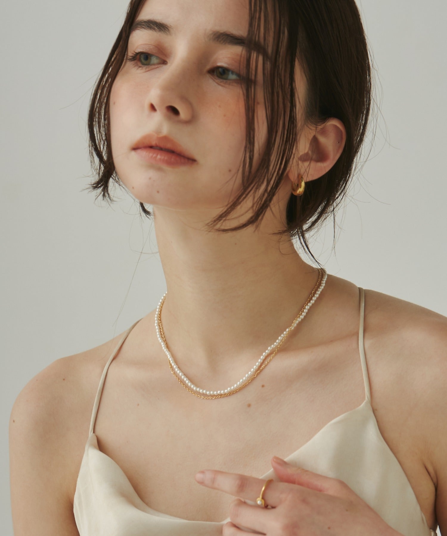ciite' シーテ ネックレス 【 金属アレルギー対応 】 パール & シンプルチェーンネックレス 2セット サージカルステンレス