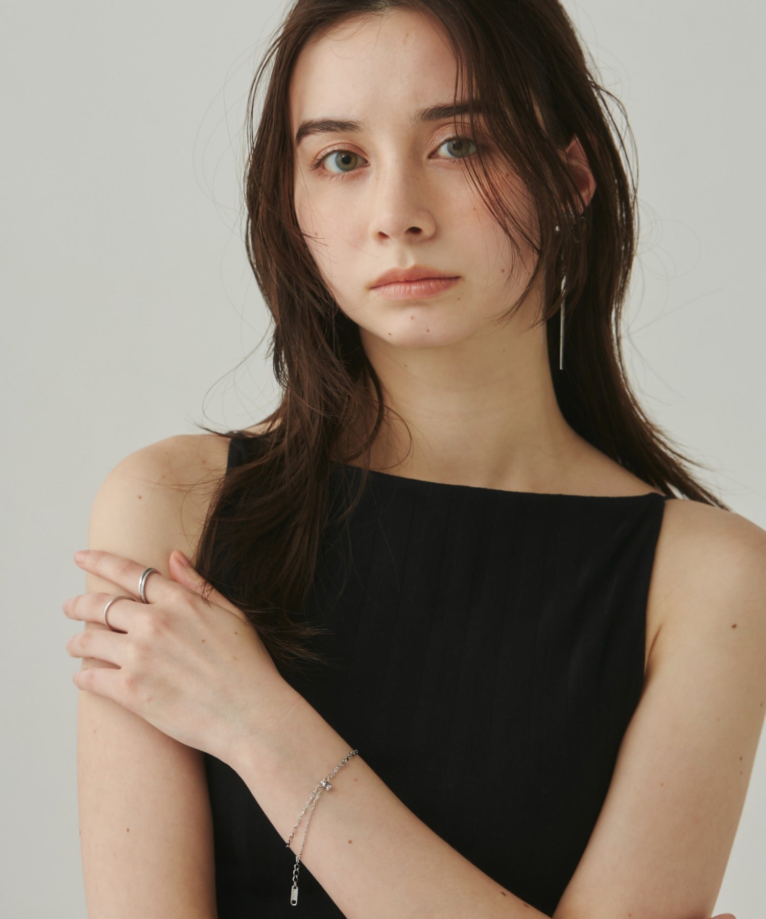 ciite' シーテ ブレスレット 【 金属アレルギー対応 】 ビジュー 2連チェーンブレスレット サージカルステンレス