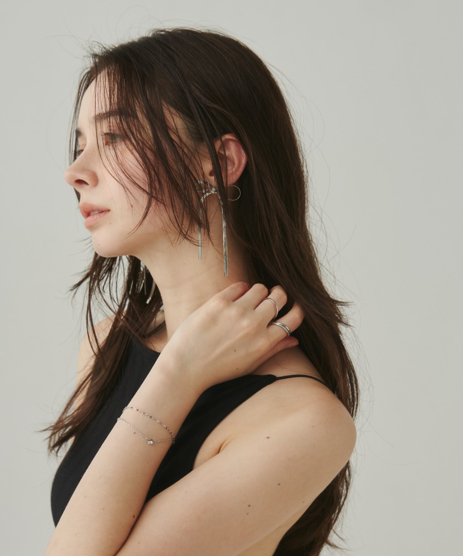 ciite' シーテ ブレスレット 【 金属アレルギー対応 】 ビジュー 2連チェーンブレスレット サージカルステンレス