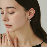 ciite' シーテ ピアス(両耳用) 【 金属アレルギー対応 】 ハートリボンピアス サージカルステンレス (両耳用)