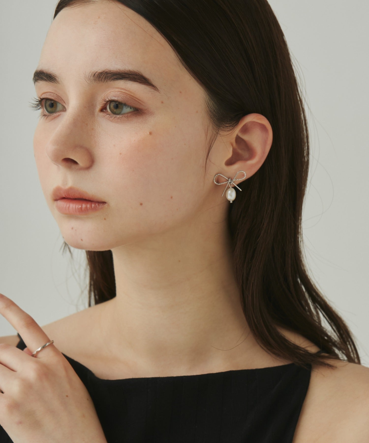 ciite' シーテ ピアス(両耳用) 【 金属アレルギー対応 】 リボンパールピアス サージカルステンレス (両耳用)