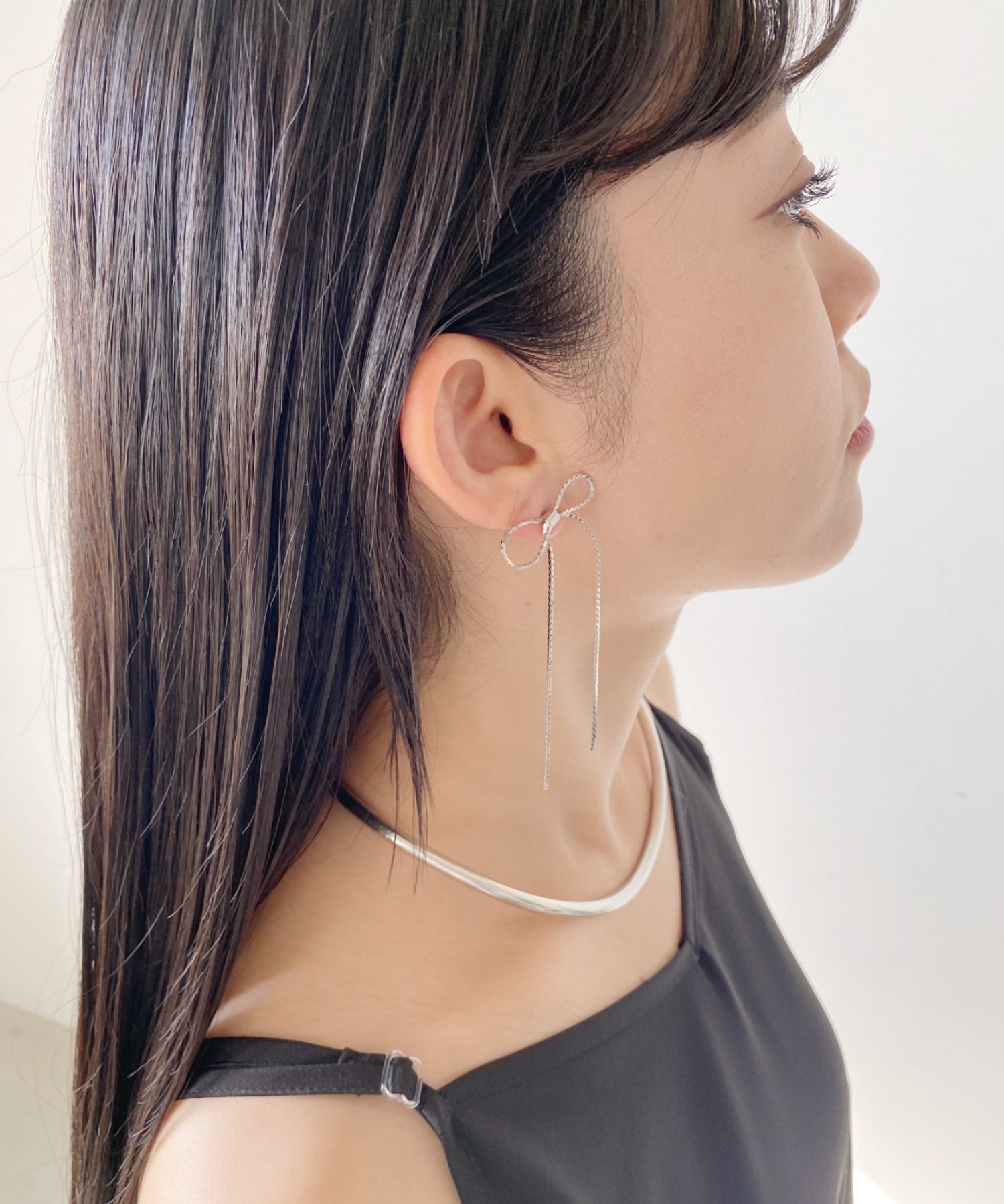 ciite' シーテ ピアス(両耳用) 【 金属アレルギー対応 】 チェーンリボンピアス サージカルステンレス (両耳用)