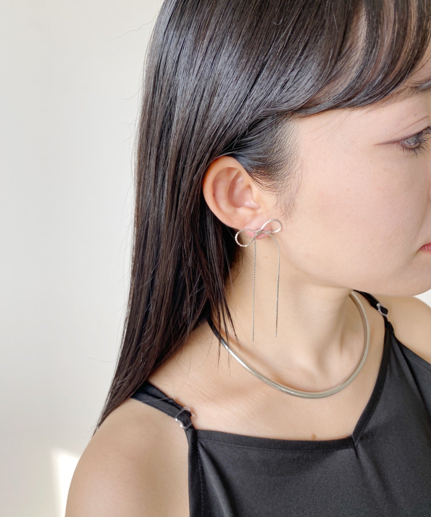 ciite' シーテ ピアス(両耳用) 【 金属アレルギー対応 】 チェーンリボンピアス サージカルステンレス (両耳用)