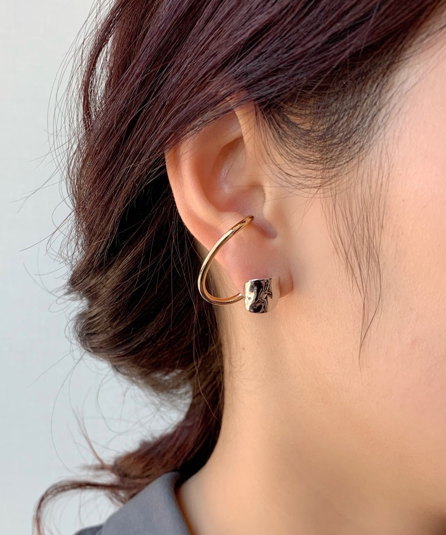 ciite' シーテ ピアス(両耳用) ミックスカラー立体ピアス / イヤーカフ風 (両耳用)