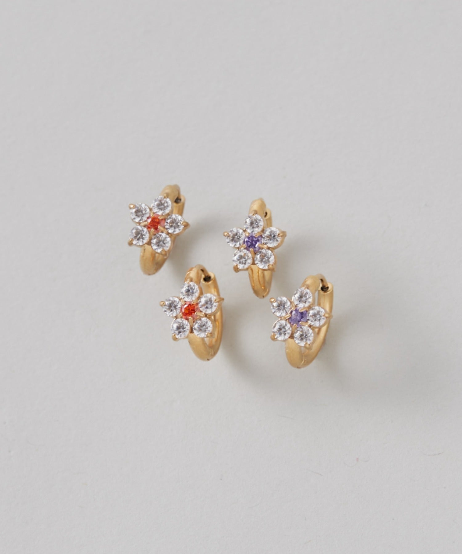 ciite' シーテ ピアス(両耳用) 【 金属アレルギー対応 】 フラワービジュー フープピアス サージカルステンレス (両耳用)