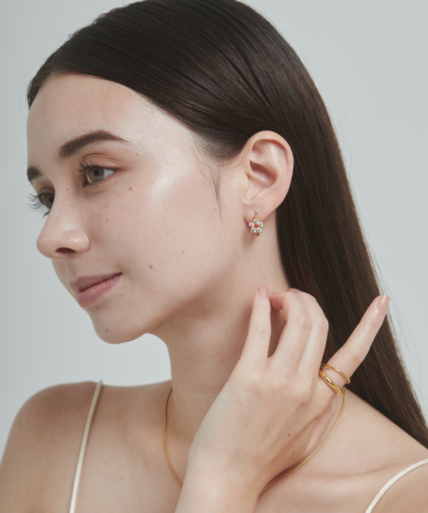 ciite' シーテ ピアス(両耳用) 【 金属アレルギー対応 】 フラワービジュー フープピアス サージカルステンレス (両耳用)